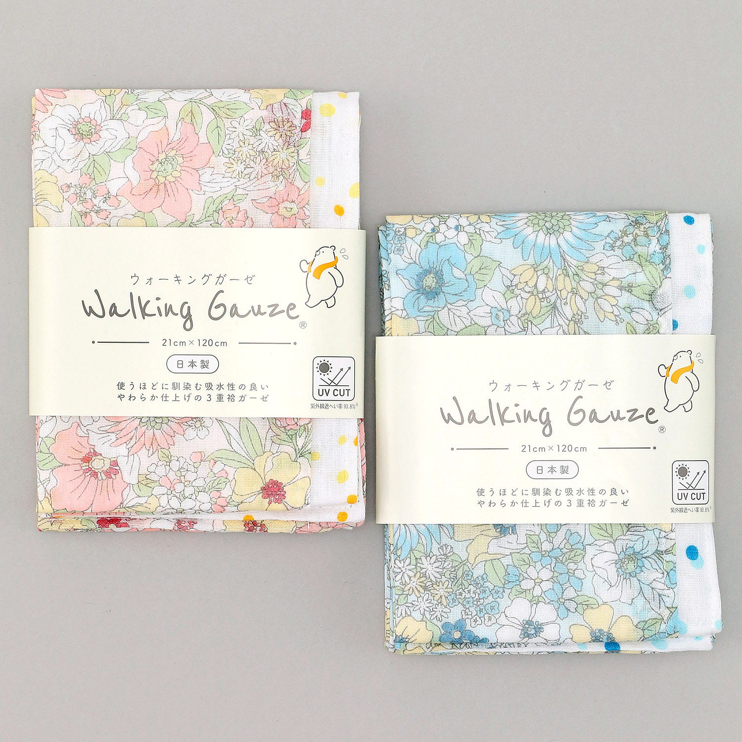 ウォーキングガーゼ UV加工 マルチ花柄 - 画像1