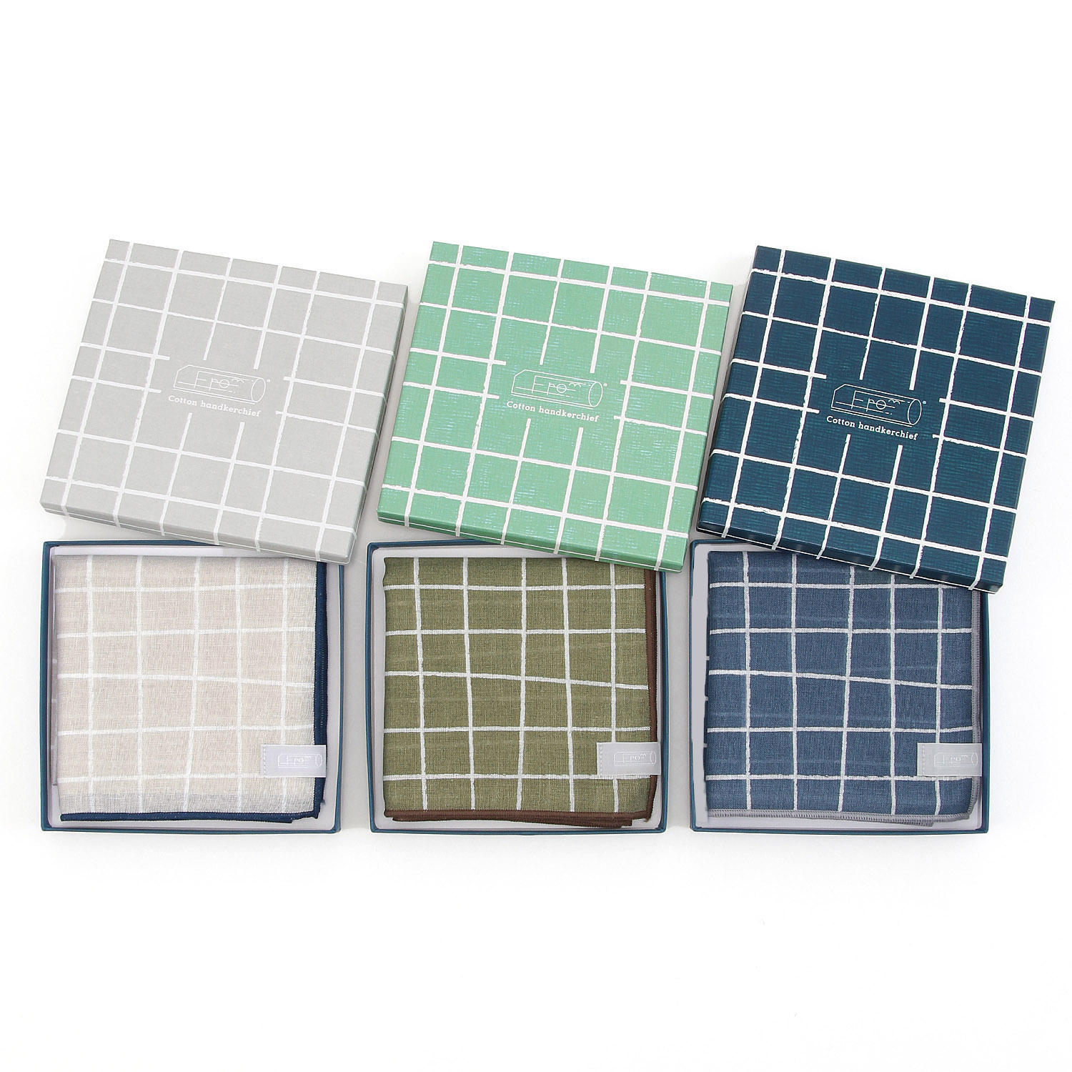 コットンウィンドウペインハンカチwithギフトBOX