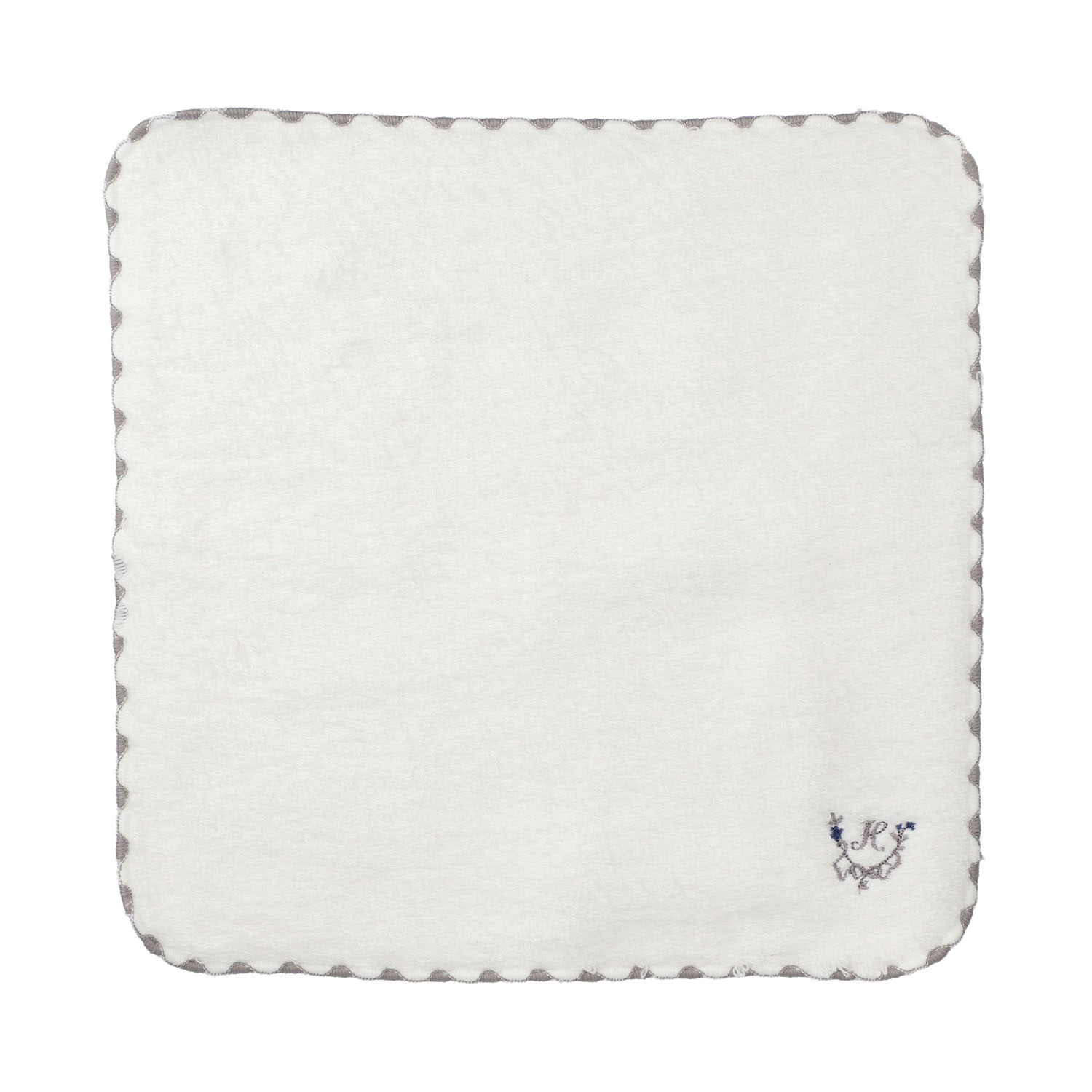 リボンイニシャルワンポイント刺繍タオルハンカチ - 画像2