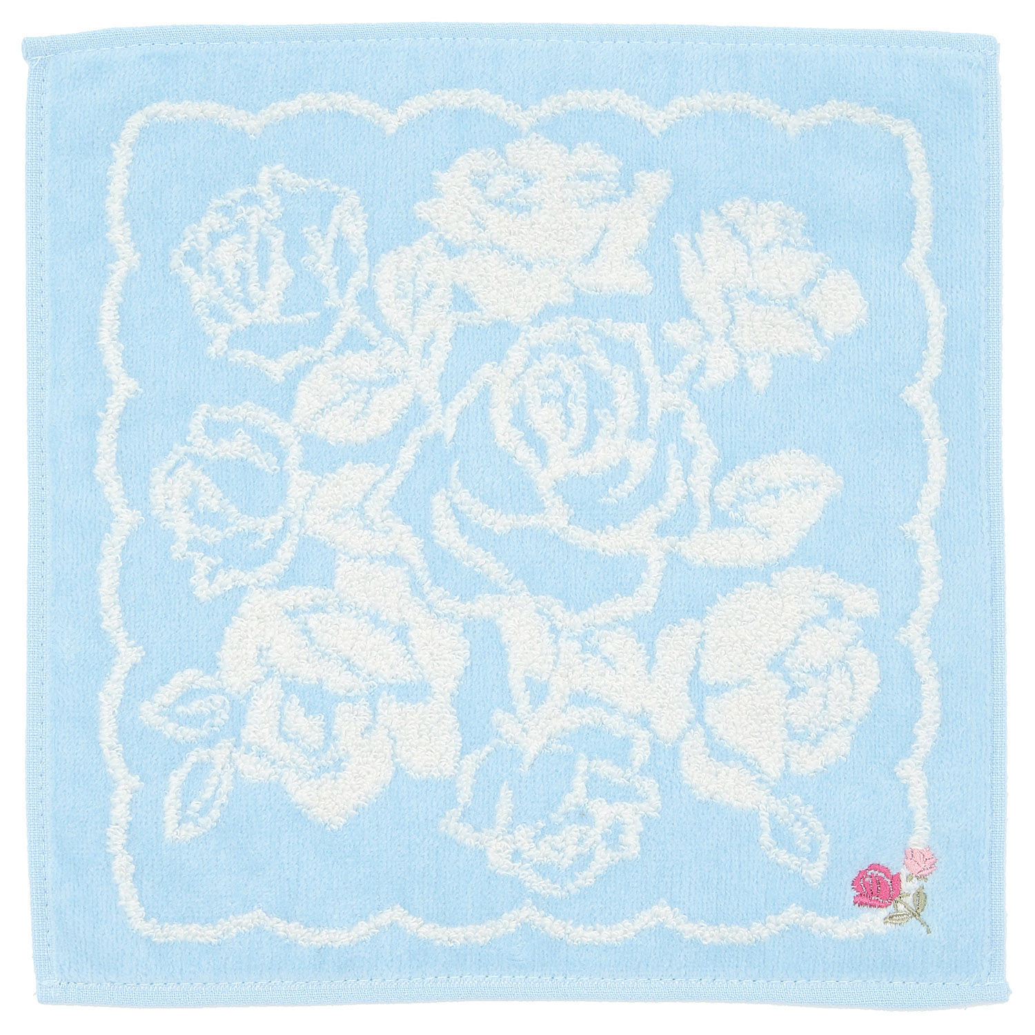 無撚糸ミニタオルハンカチ スカラップバラ - 画像3