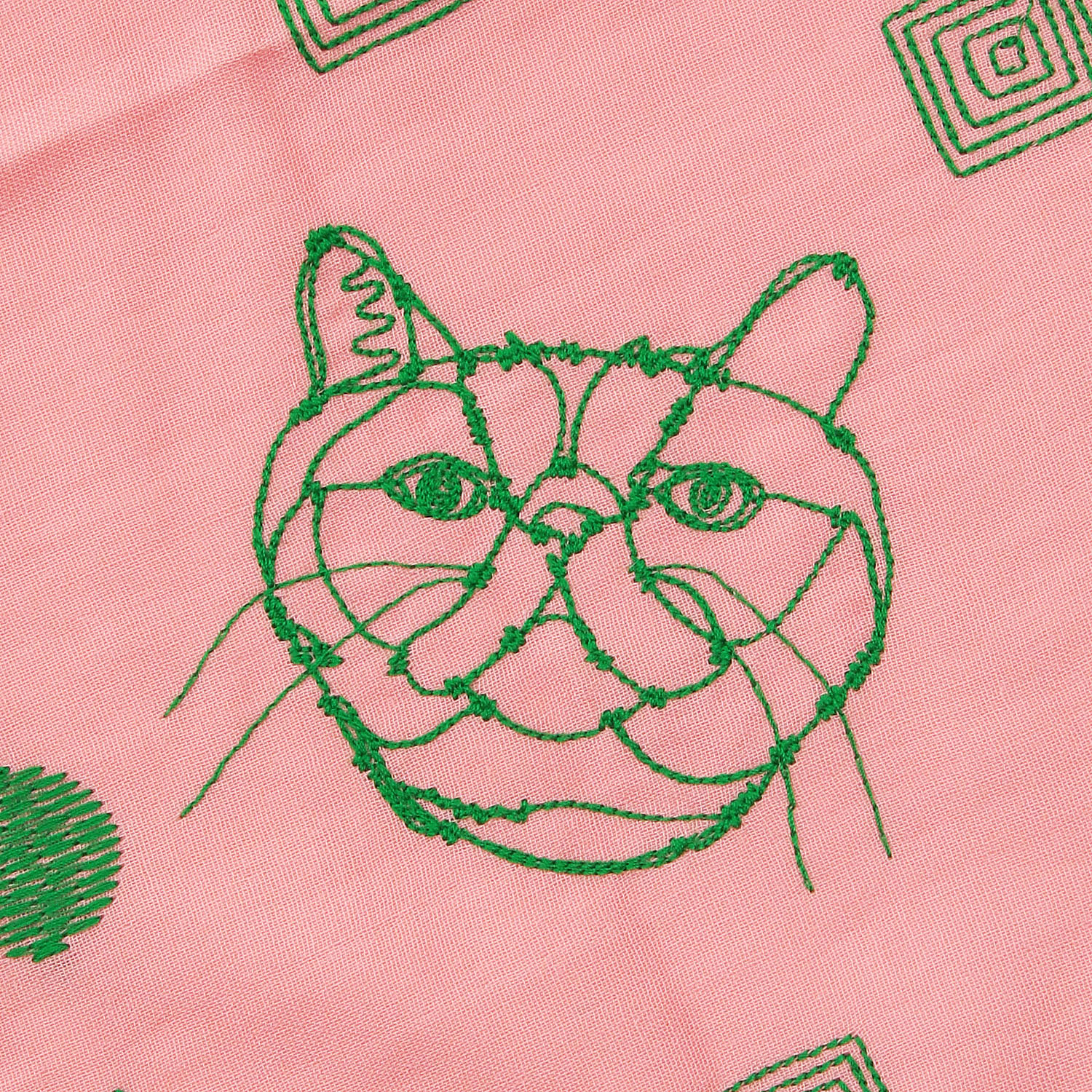 ＋HAyU fabric ～CAT～ 綿100％ダブルガーゼ刺繍ハンカチ - 画像4