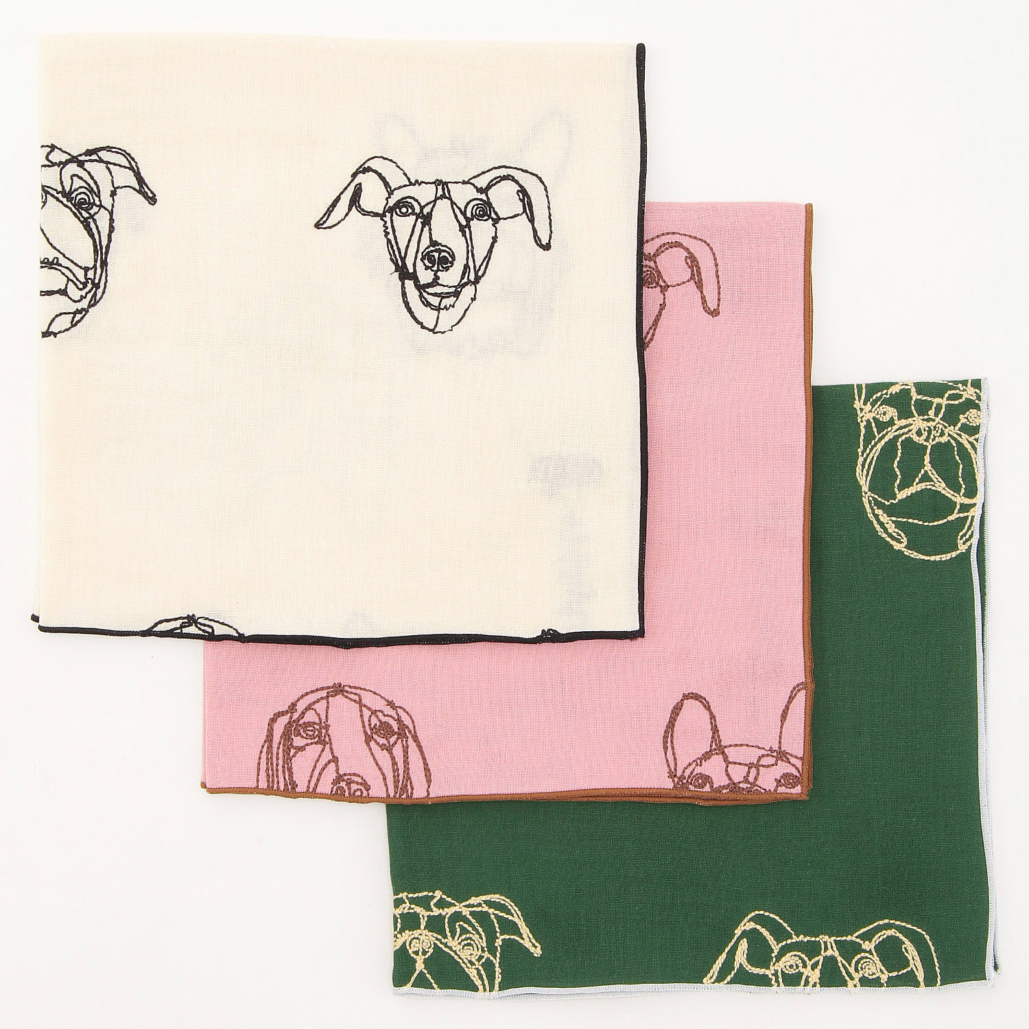 ＋HAyU fabric ～DOG～ 綿100％ダブルガーゼ刺繍ハンカチ