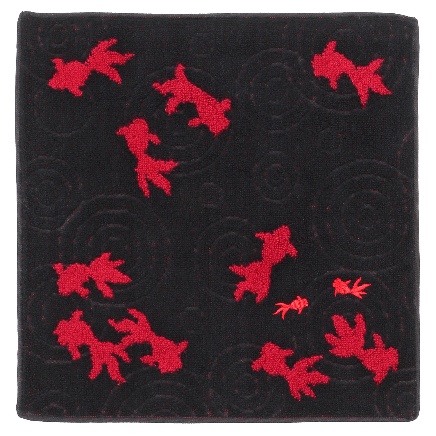 大正浪漫ジャガード刺繍タオルハンカチ 金魚 - 画像2