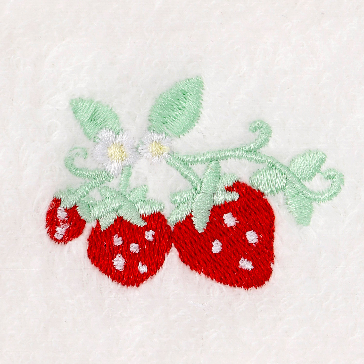 両面無撚糸 刺繍ハンカチ イチゴ - 画像3