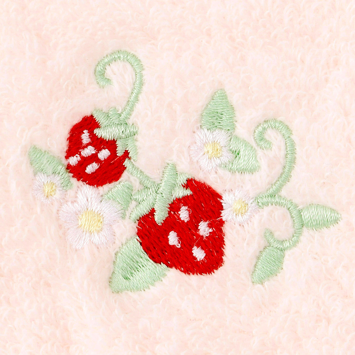両面無撚糸 刺繍ハンカチ イチゴ - 画像5