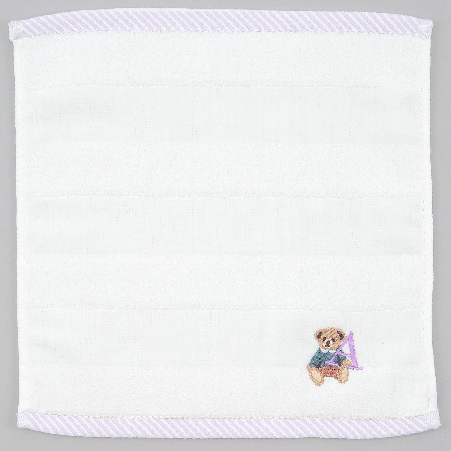 イニシャル刺繍タオルハンカチ クマ - 画像2