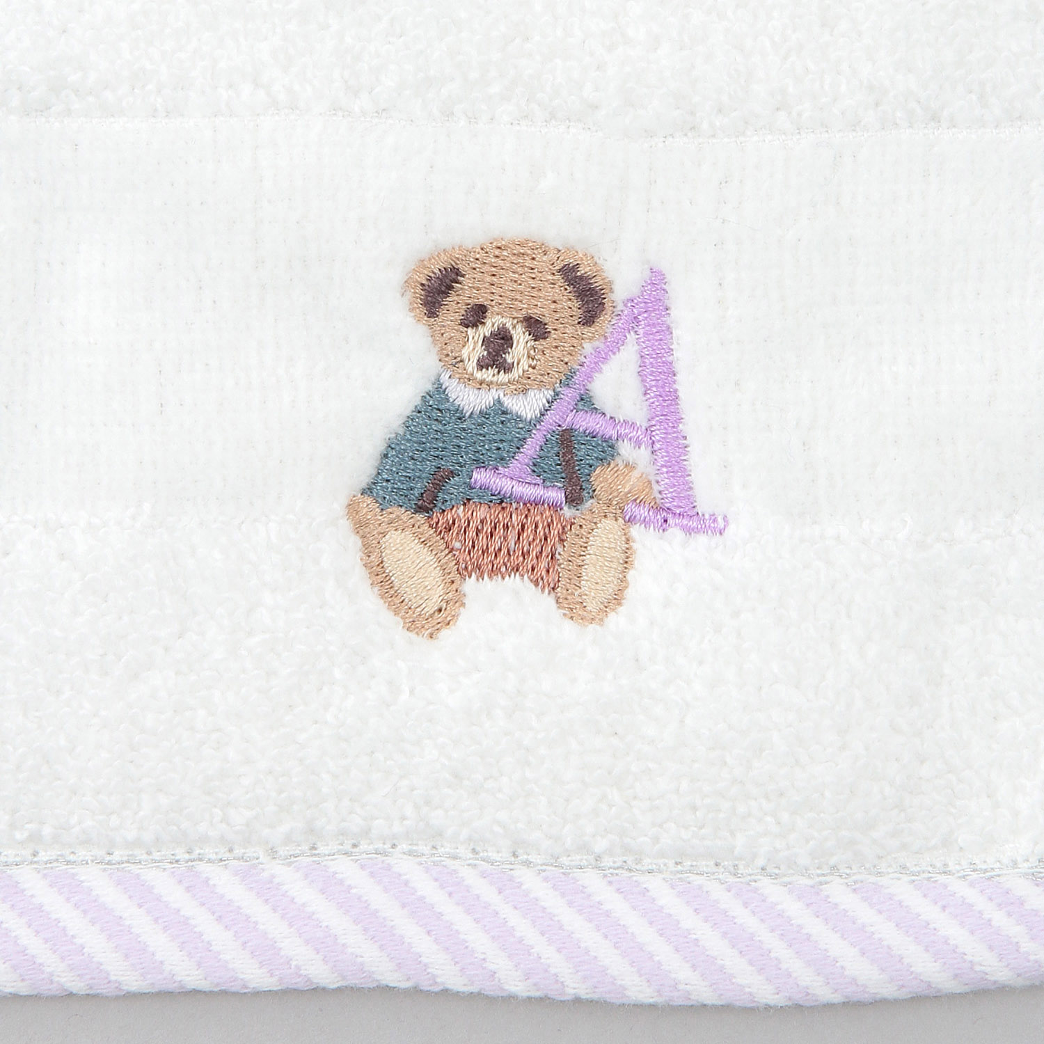 イニシャル刺繍タオルハンカチ クマ - 画像3