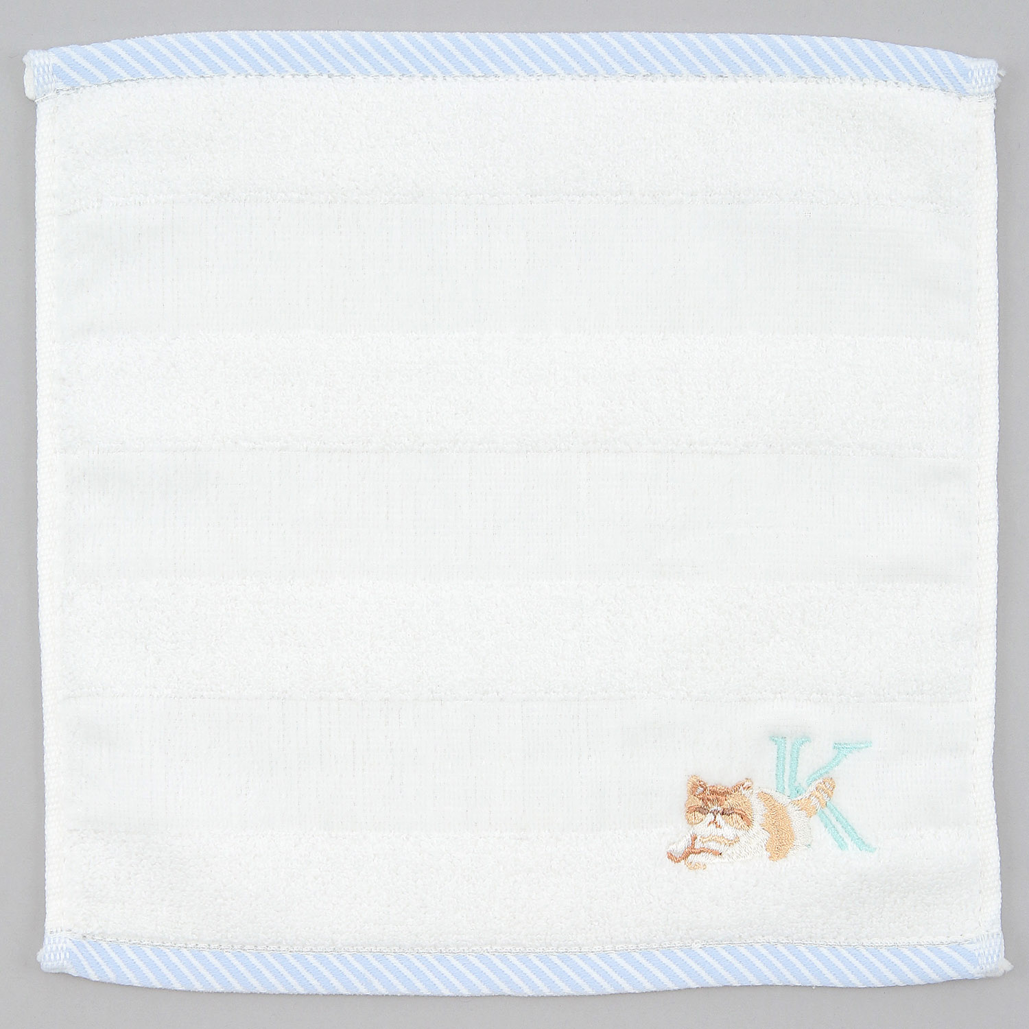 イニシャル刺繍タオルハンカチ ネコ - 画像4