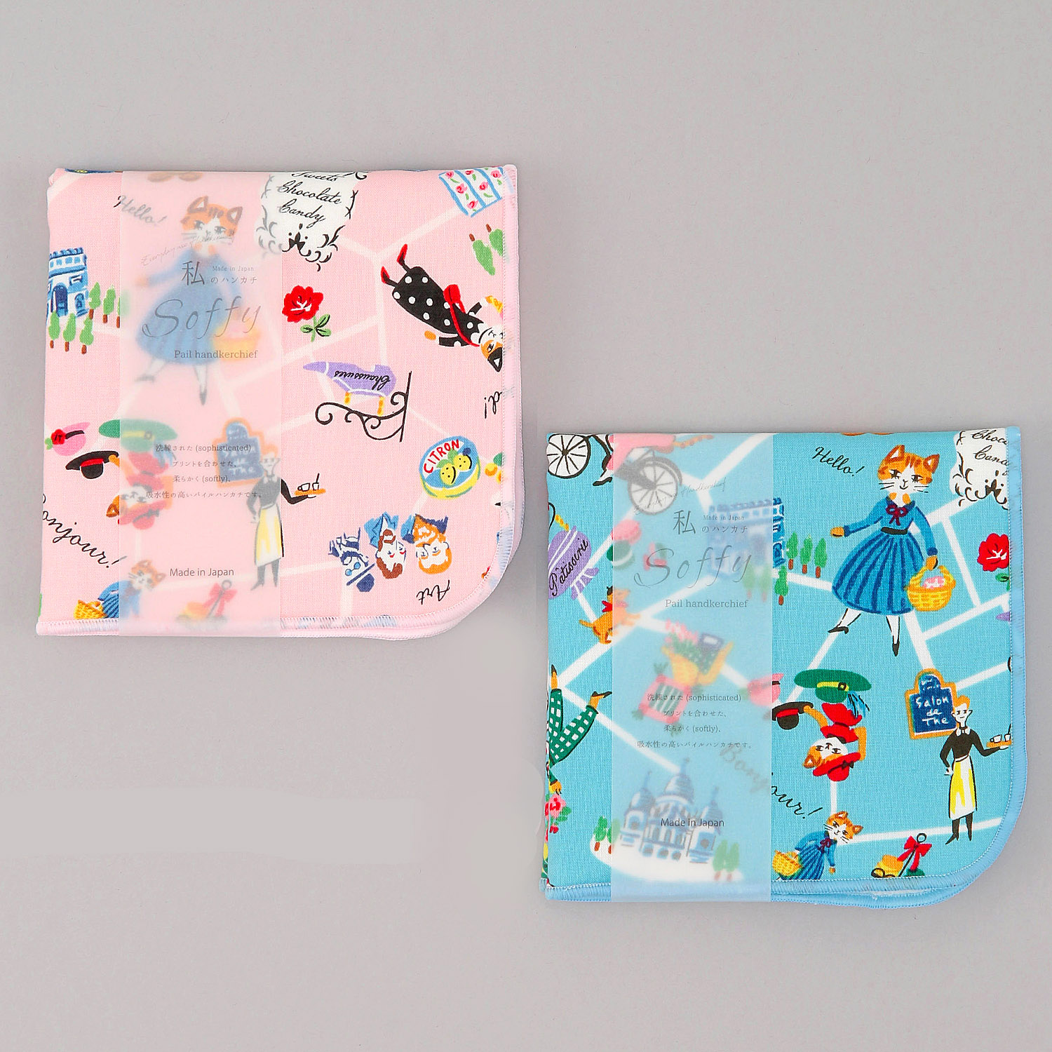 soffy shopping catパイルハンカチ