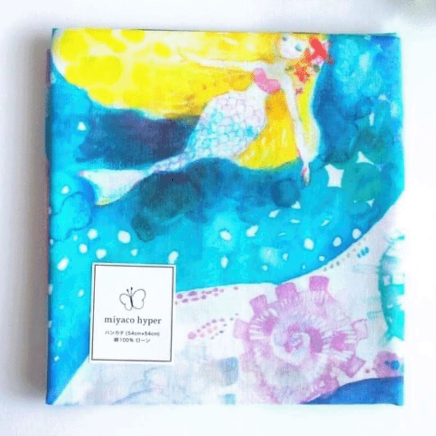 miyaco スカーフにもなる水彩画 ハンカチ 深海の人魚姫 - 画像1