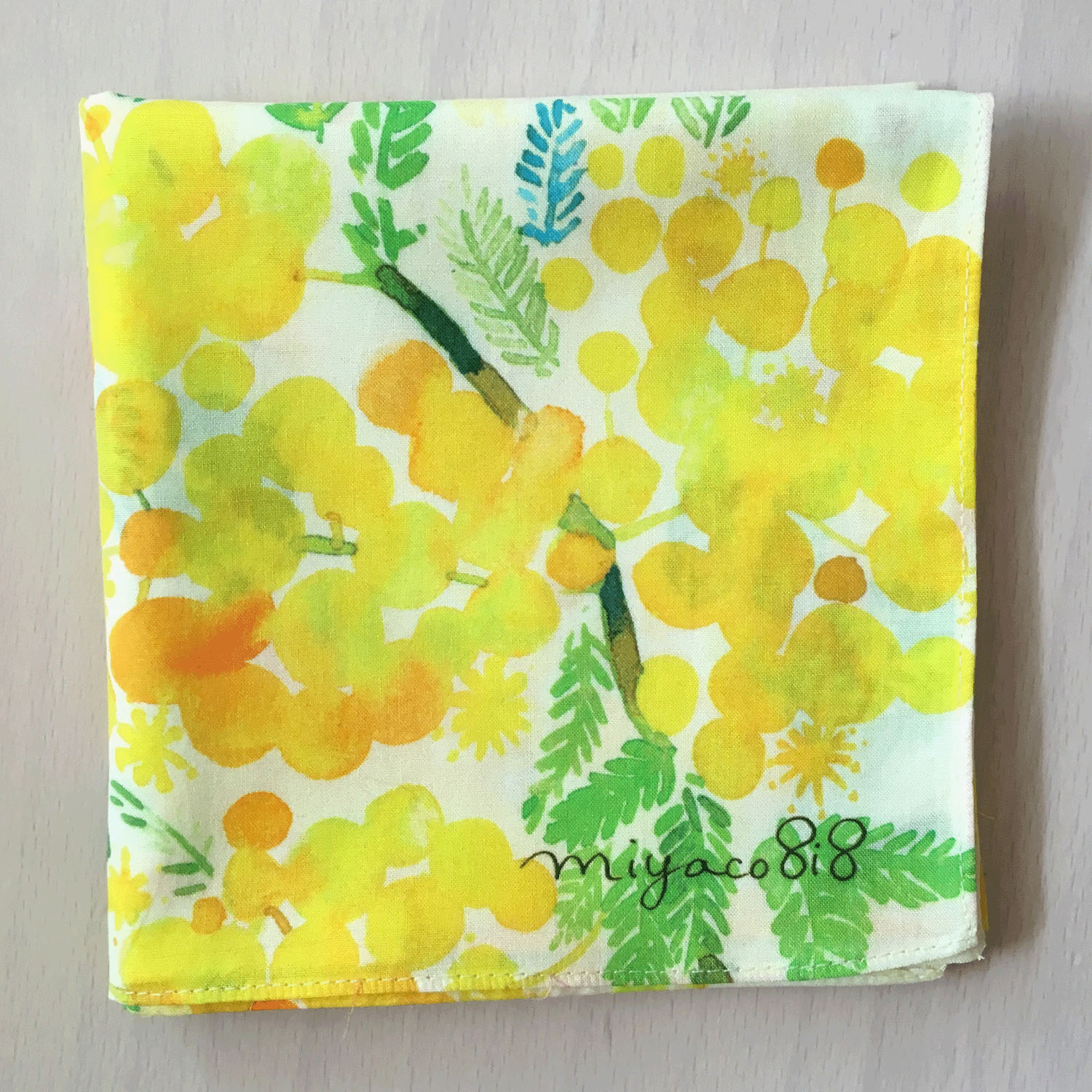 miyaco スカーフにもなるハンカチ ミモザ - 画像1