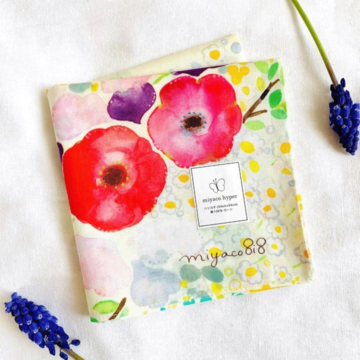 miyaco スカーフにもなる水彩画 ハンカチ  春を待ってる - 画像1