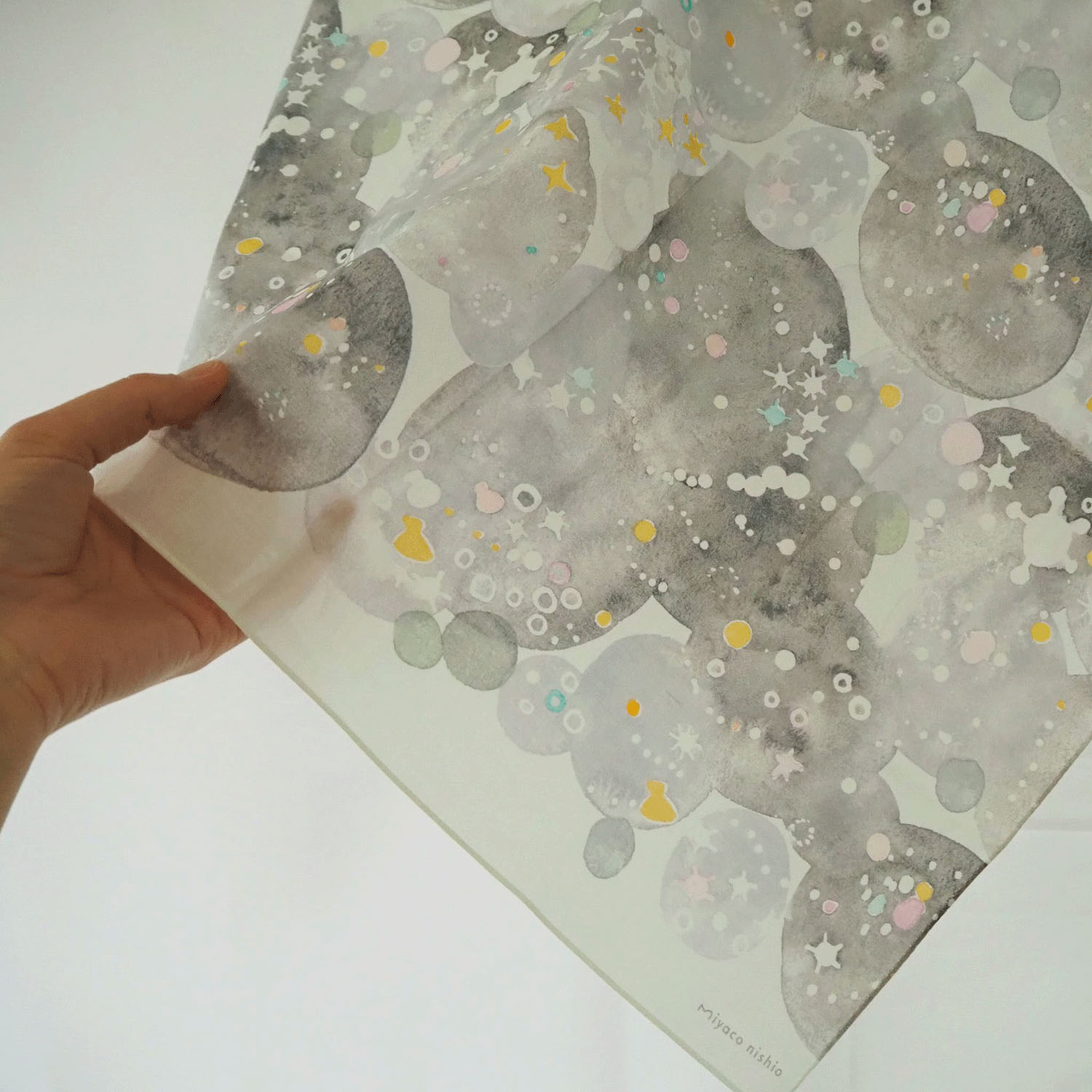 miyaco スカーフにもなる水彩画 ハンカチ 星の砂 - 画像4