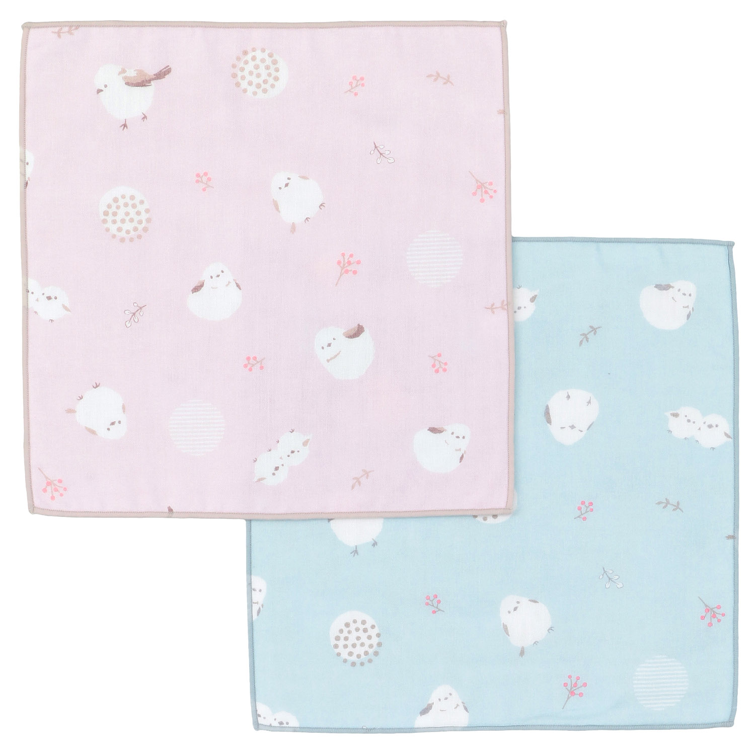 リバーシブルガーゼハンカチ シマエナガ - 画像1