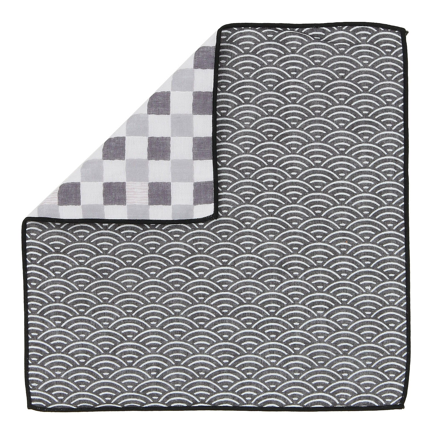 リバーシブル 6重ガーゼハンカチ 青海波 - 画像2