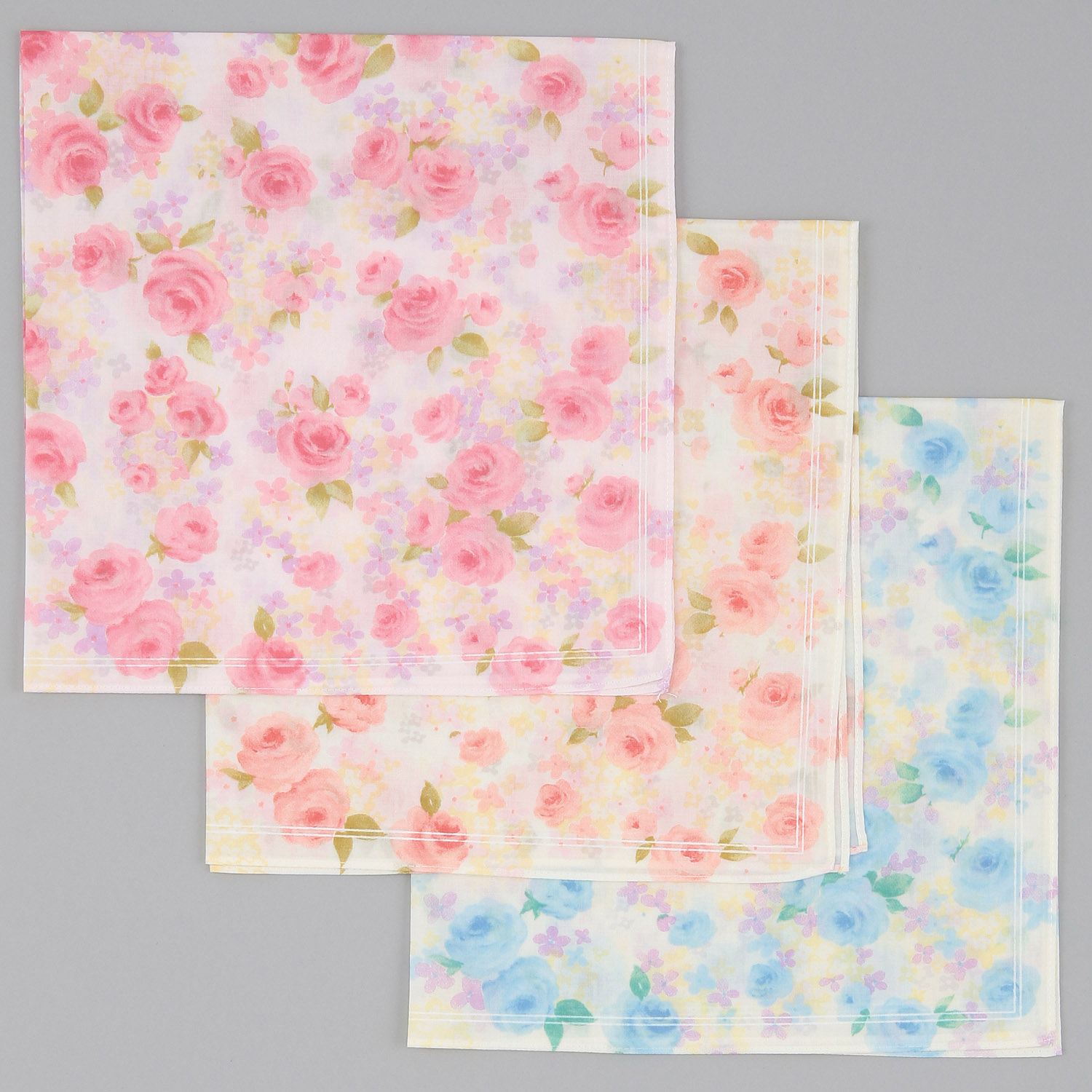 リバティフラワー婦人プリントハンカチ - 画像1