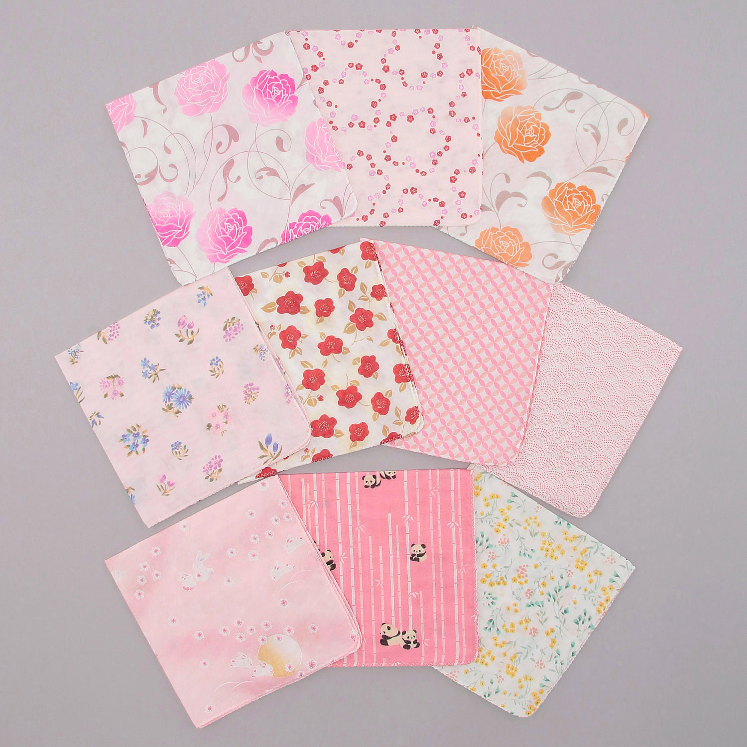 【ETONET限定】婦人2重合わせガーゼハンカチ 花柄・柄おまかせ（1束10枚は同柄） - 画像2