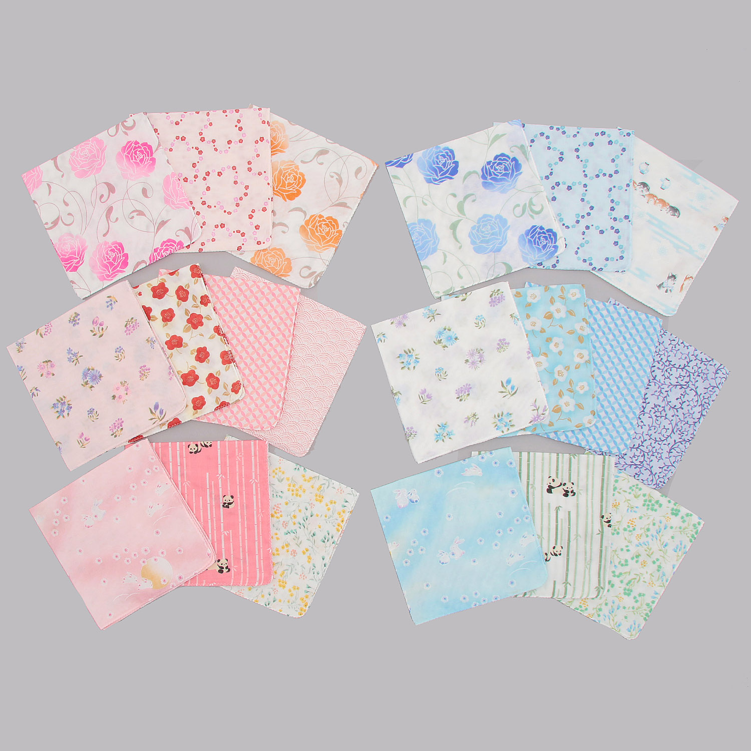 【ETONET限定】婦人2重合わせガーゼハンカチ 花柄・柄おまかせ（1束10枚は同柄） - 画像1