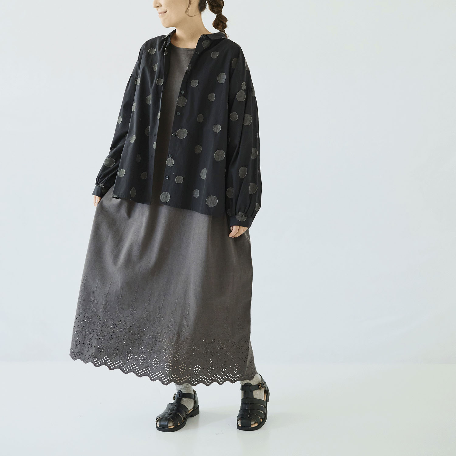 ノンノ ジャガードランダムドット柄シャツチュニック - 画像15
