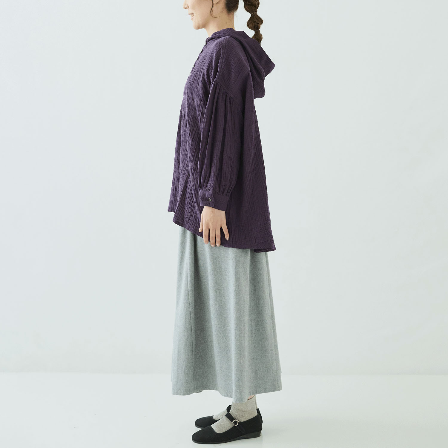 ノンノ コットン楊柳Wガーゼ半開フード付きチュニック - 画像14