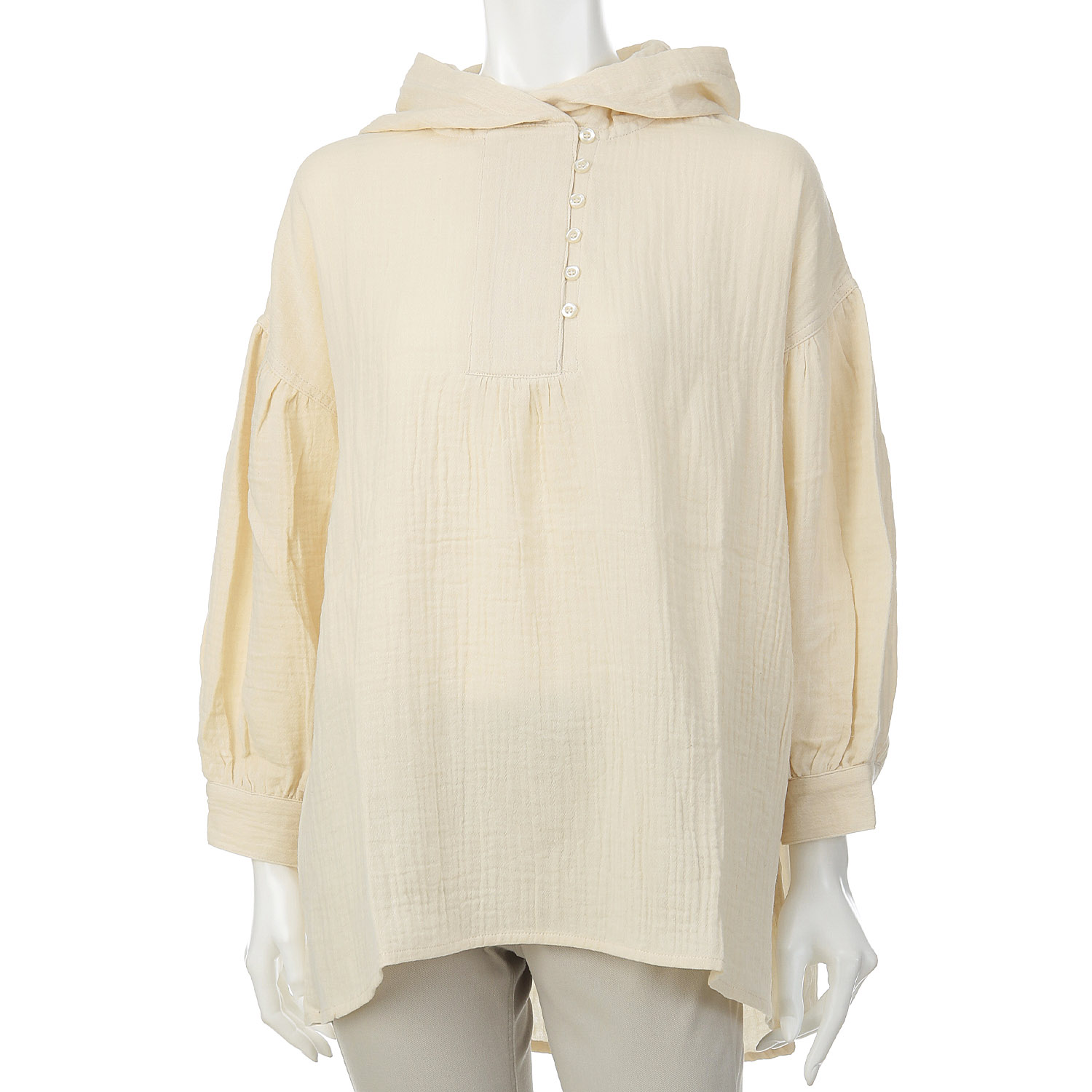 ノンノ コットン楊柳Wガーゼ半開フード付きチュニック - 画像10