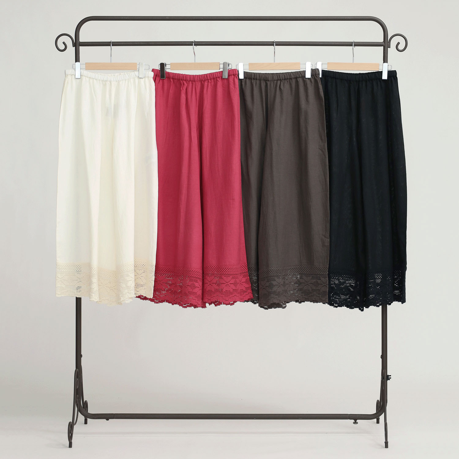 【ETONET限定】オーブ 綿麻レーヨンロングレース切替ペチパンツ - 画像2