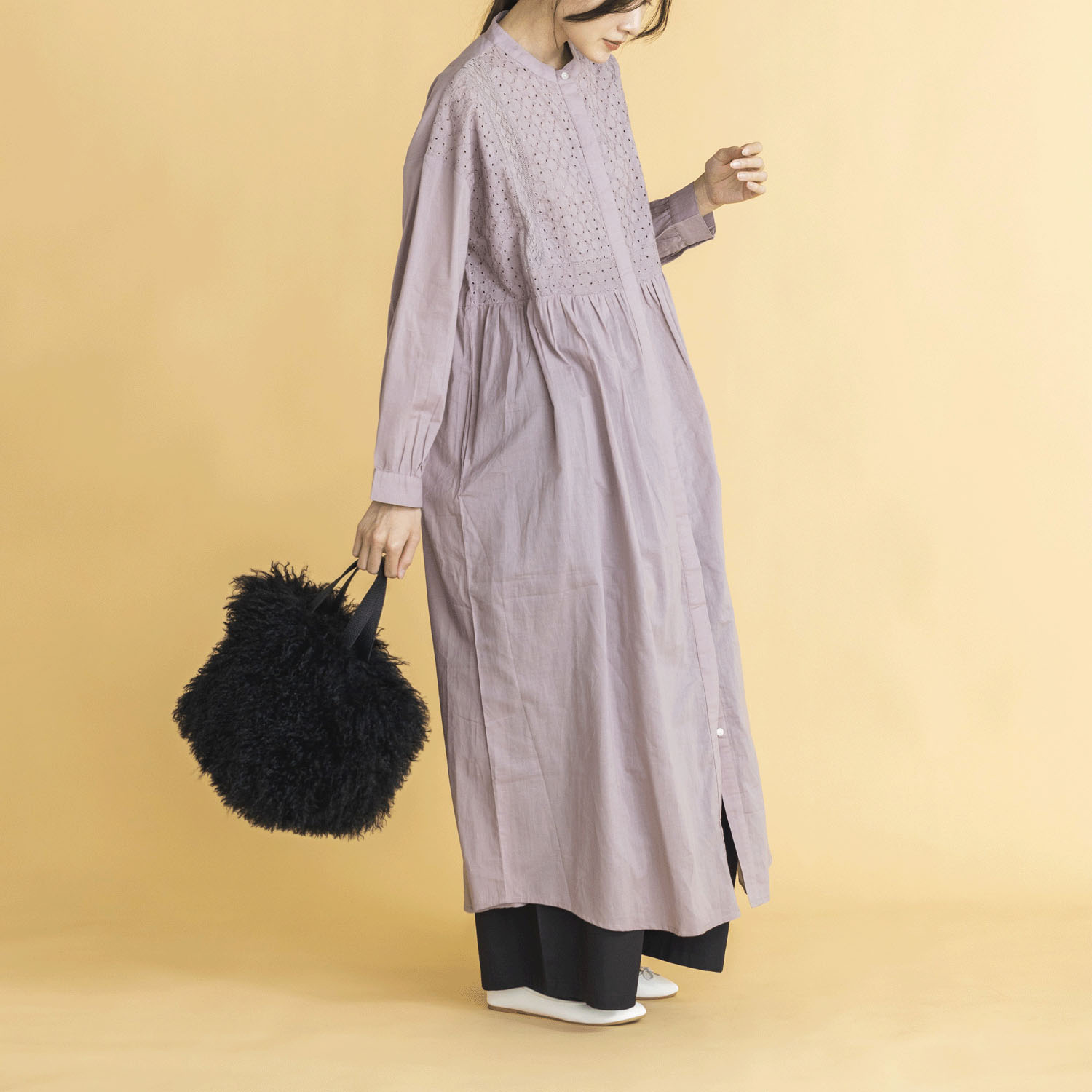 【ETONET限定】オーブ 刺繍切替長袖ワンピース - 画像5