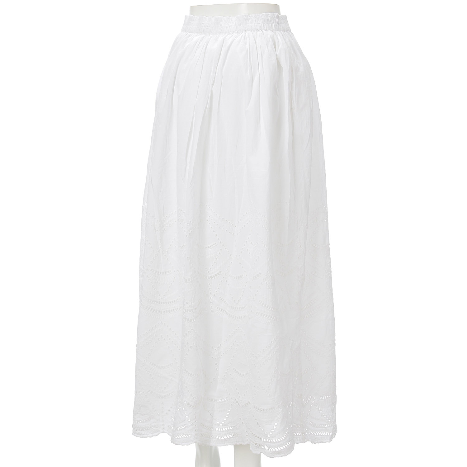 【Insta Live】【ETONET限定】オーブ スカラップ刺繍裏地付スカートロング丈 - 画像5