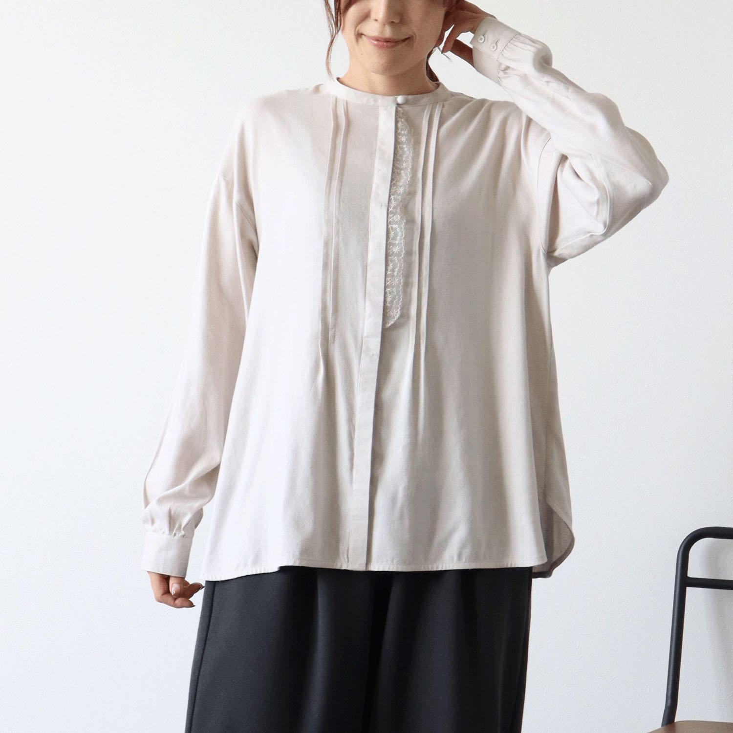 cloudnine ノンノ 前立てレース付長袖ブラウス - 画像8