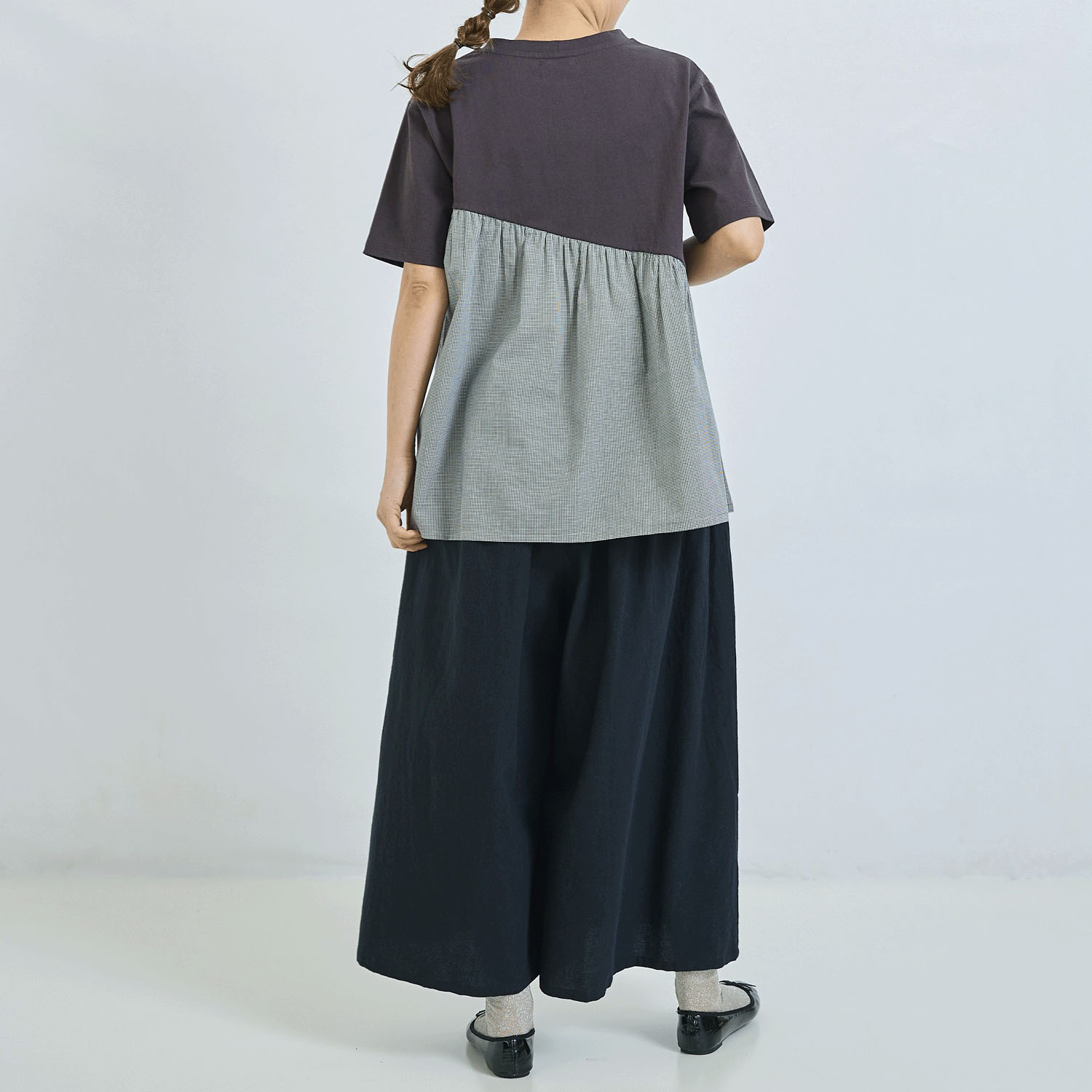 ノンノ コットン天竺無地＋コットン布帛柄チュニック - 画像5