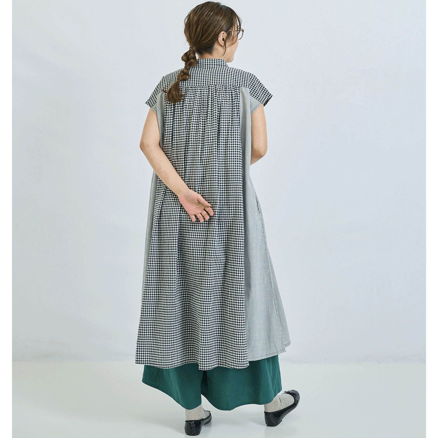 ノンノ コットン布帛2柄切替ワンピース - 画像4