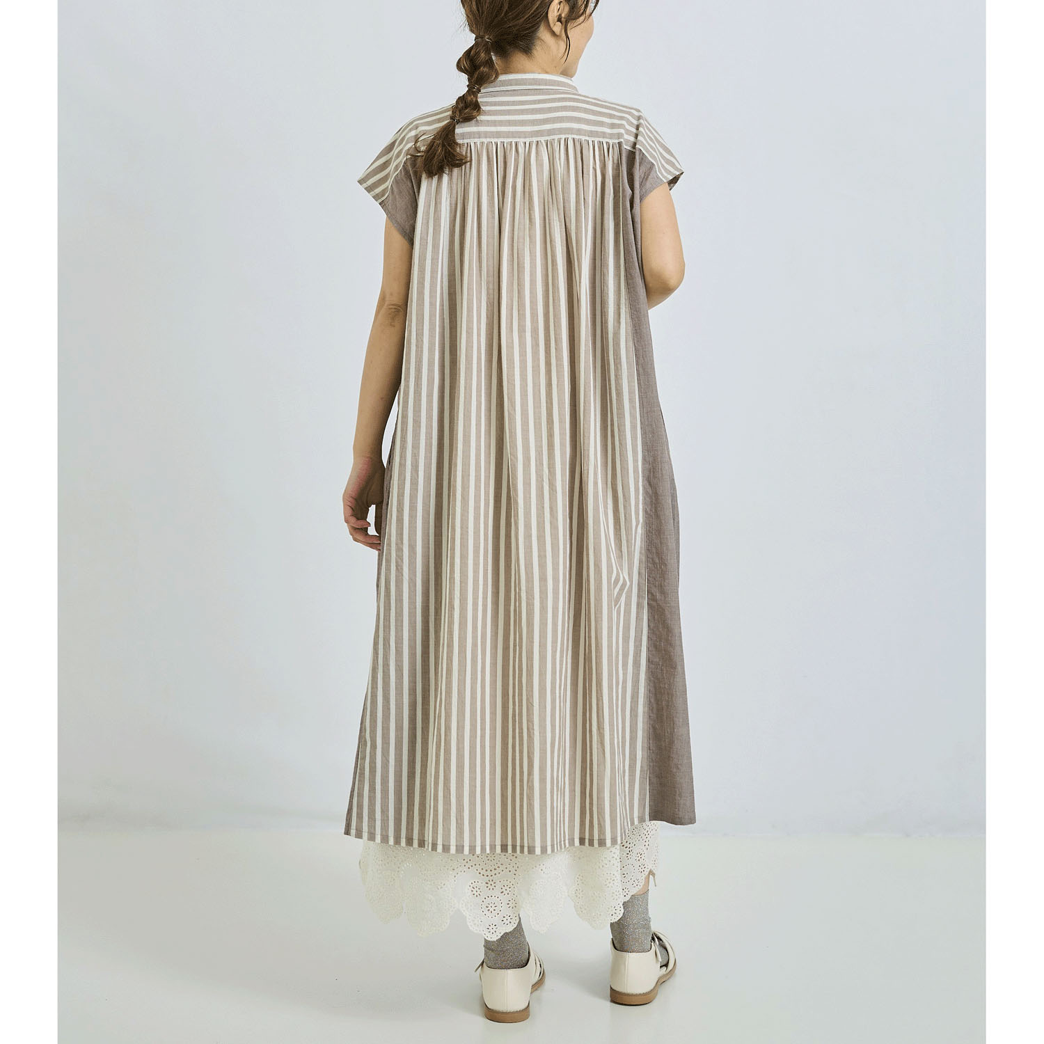 ノンノ コットン布帛2柄切替ワンピース - 画像8