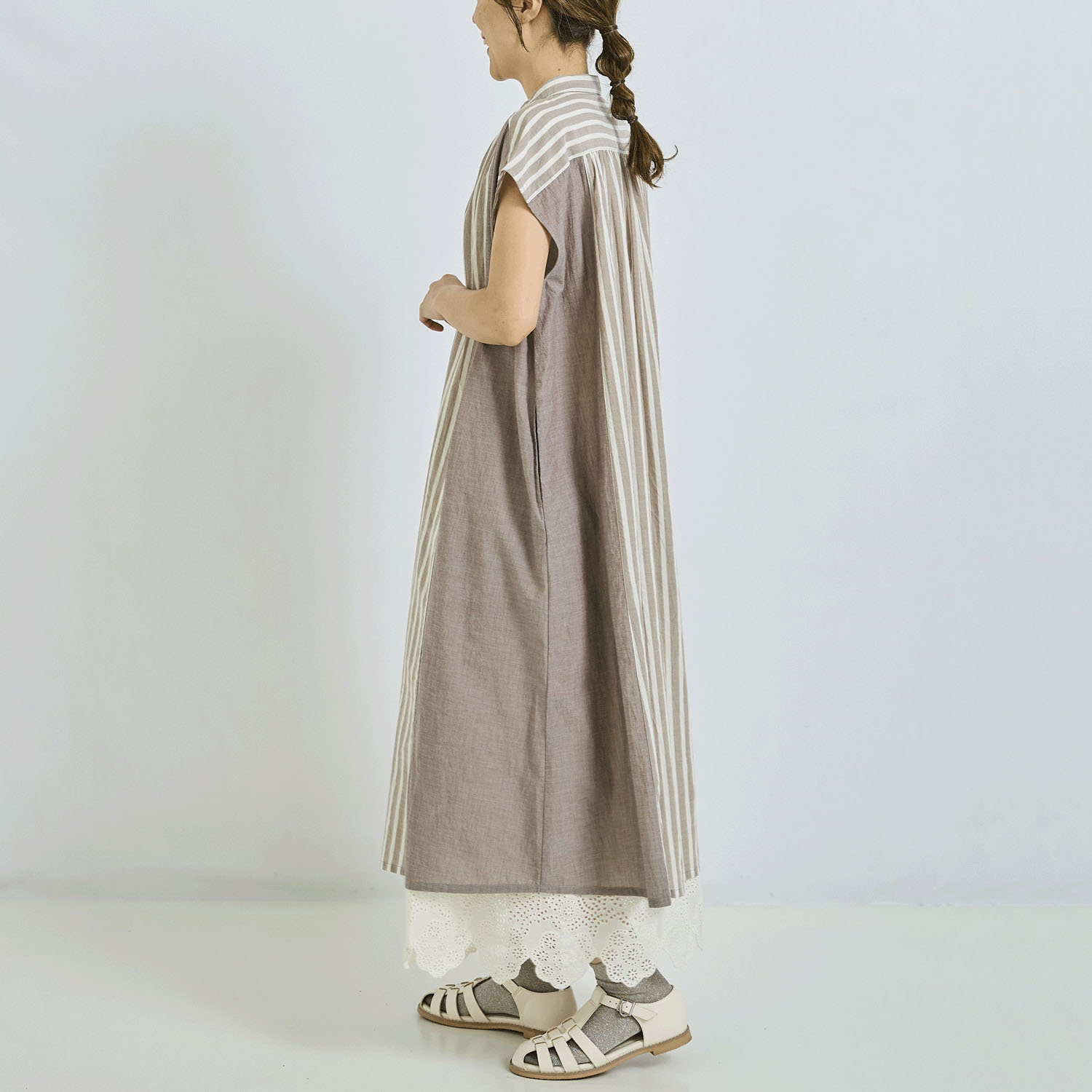 ノンノ コットン布帛2柄切替ワンピース - 画像9