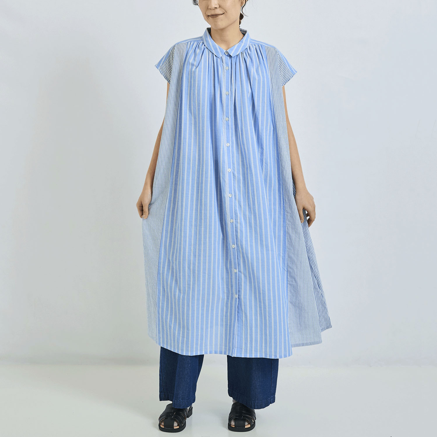 ノンノ コットン布帛2柄切替ワンピース - 画像10