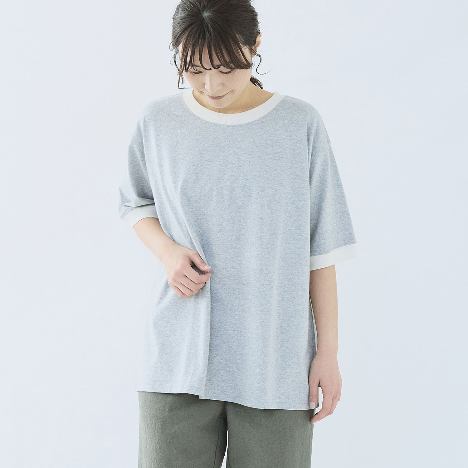 ノンノ カットソー コットン天竺無地／ボーダー＋リブ - 画像2