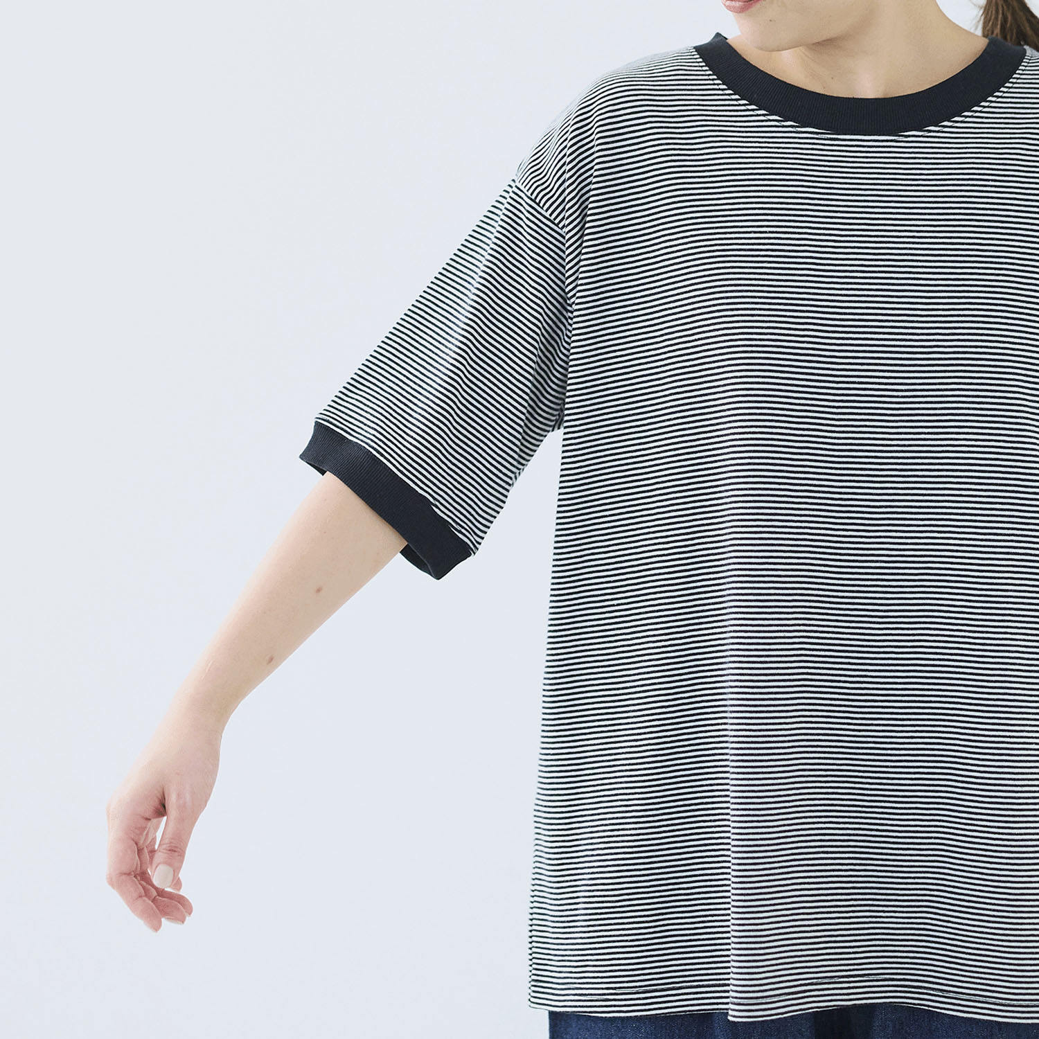 ノンノ カットソー コットン天竺無地／ボーダー＋リブ - 画像7