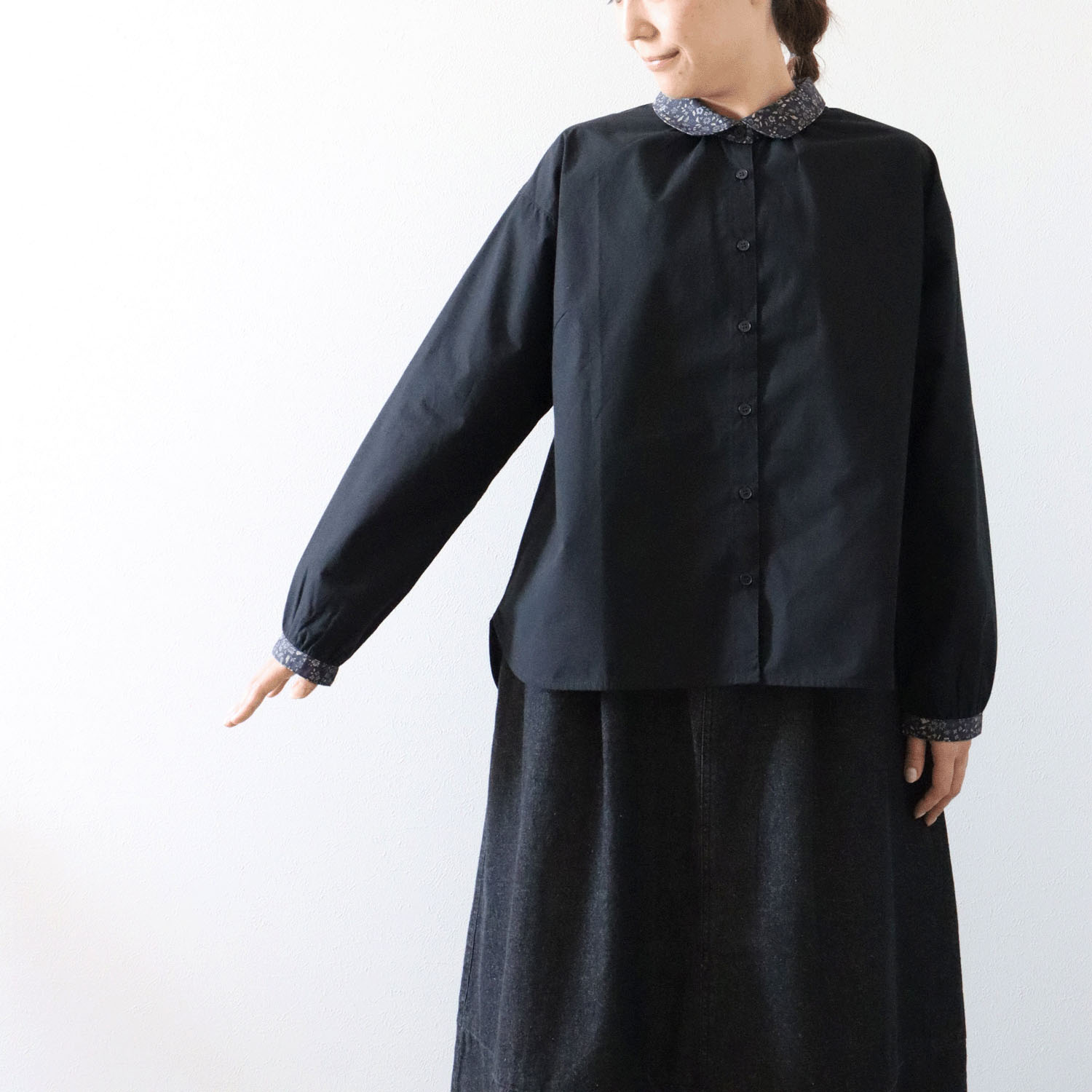 cloudnine ノンノ 小花プリントコンビブラウス - 画像3