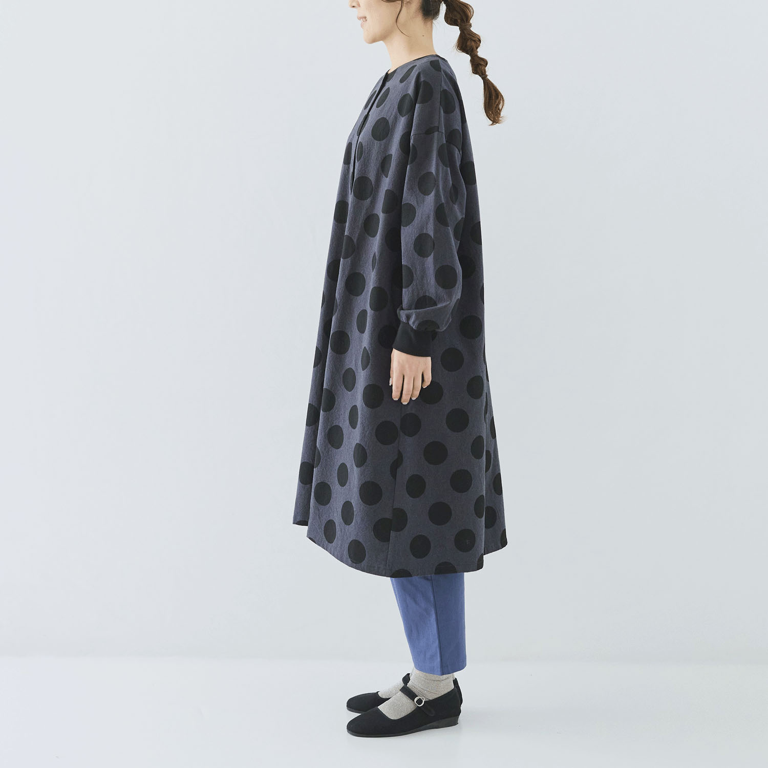 cloudnine ノンノ ドット柄プリント＋リブ 前開きワンピース - 画像11