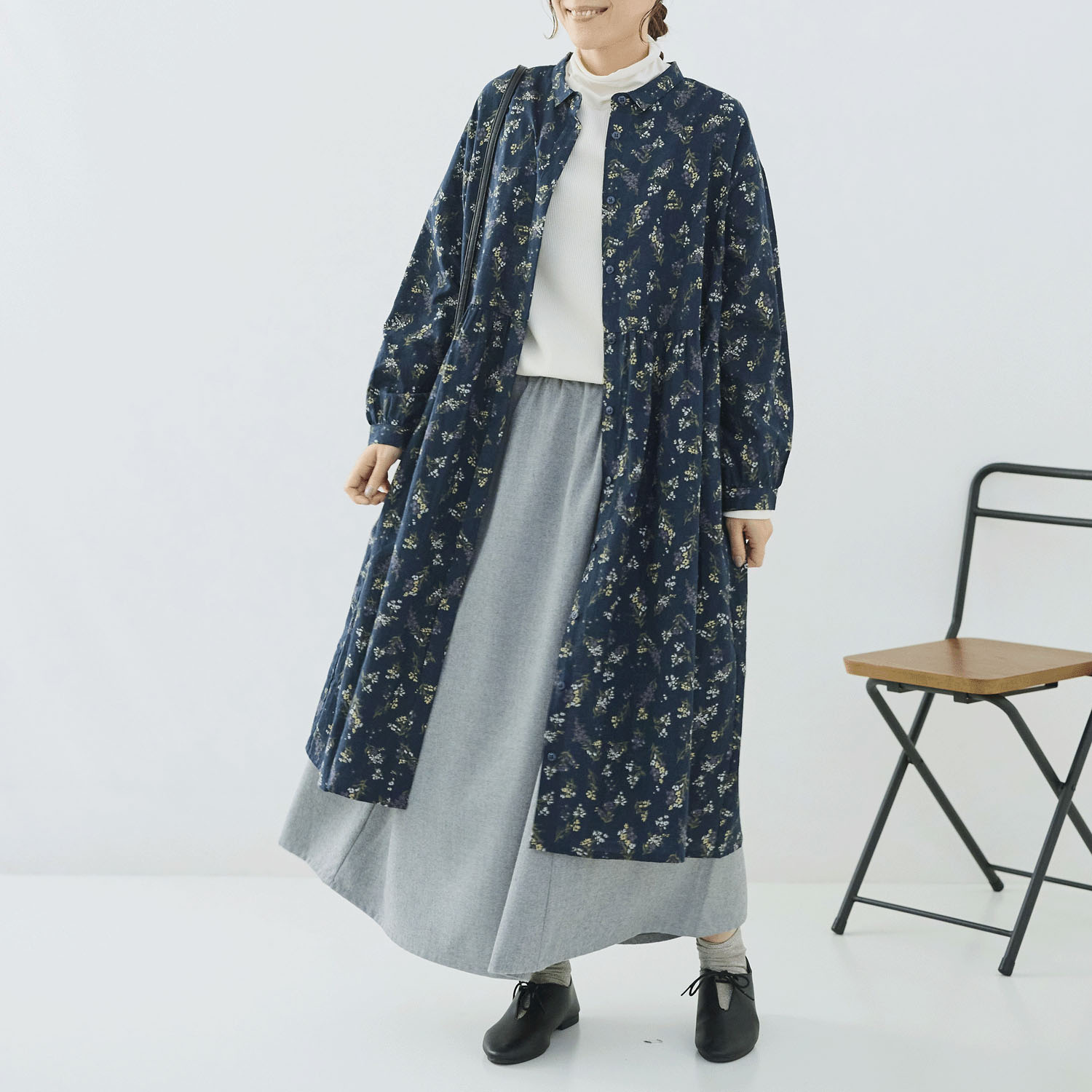 cloudnine ノンノ 綿麻レーヨン布帛花柄プリントワンピース - 画像12