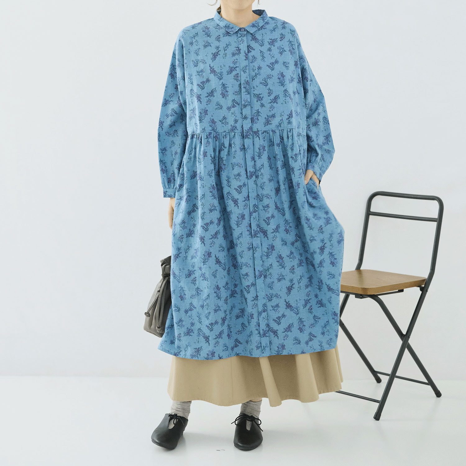 cloudnine ノンノ 綿麻レーヨン布帛花柄プリントワンピース - 画像6