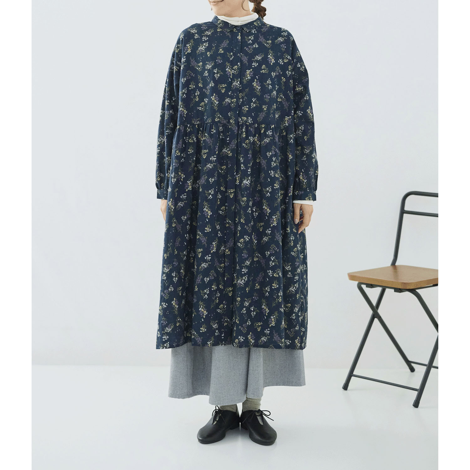 cloudnine ノンノ 綿麻レーヨン布帛花柄プリントワンピース - 画像9