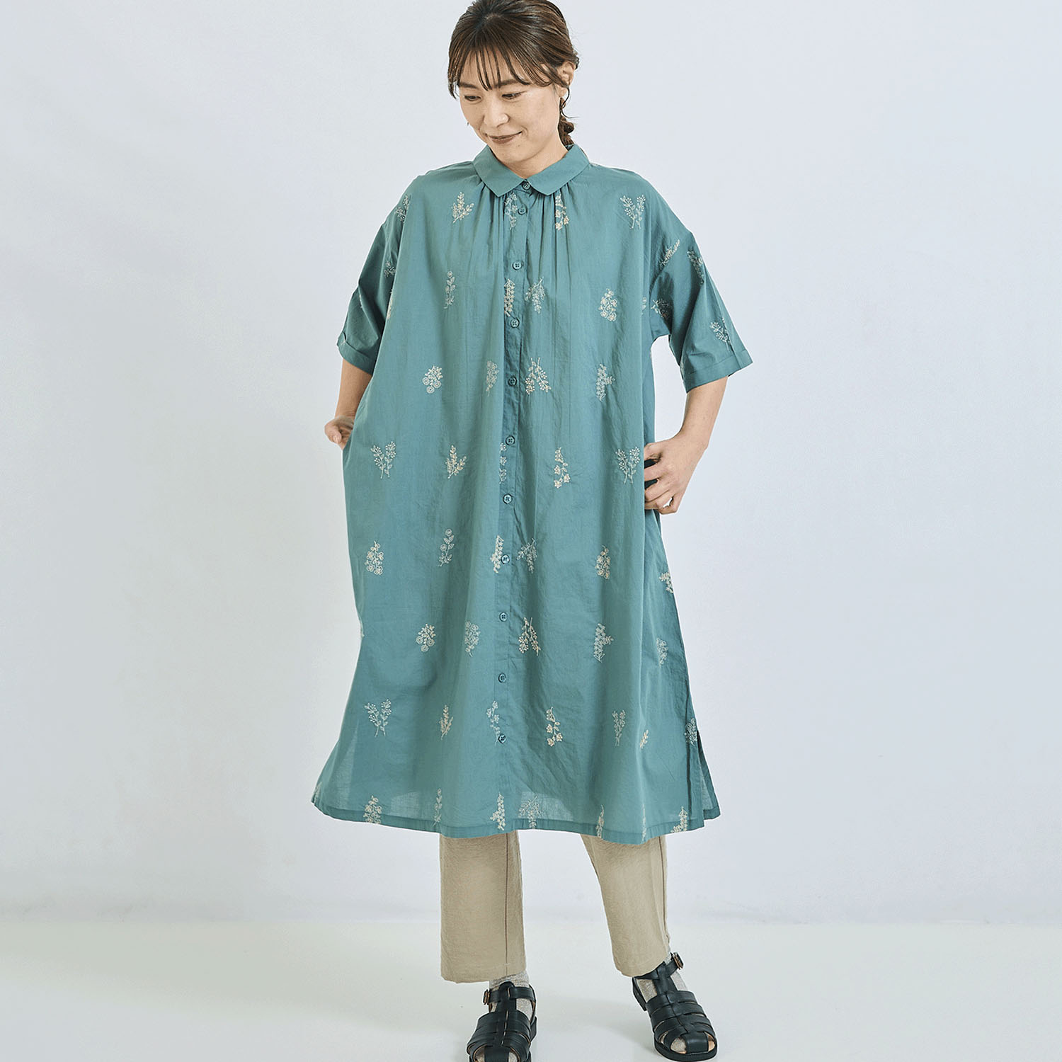 ノンノ ワンピース キャンブリック＋花柄総刺繍 - 画像11