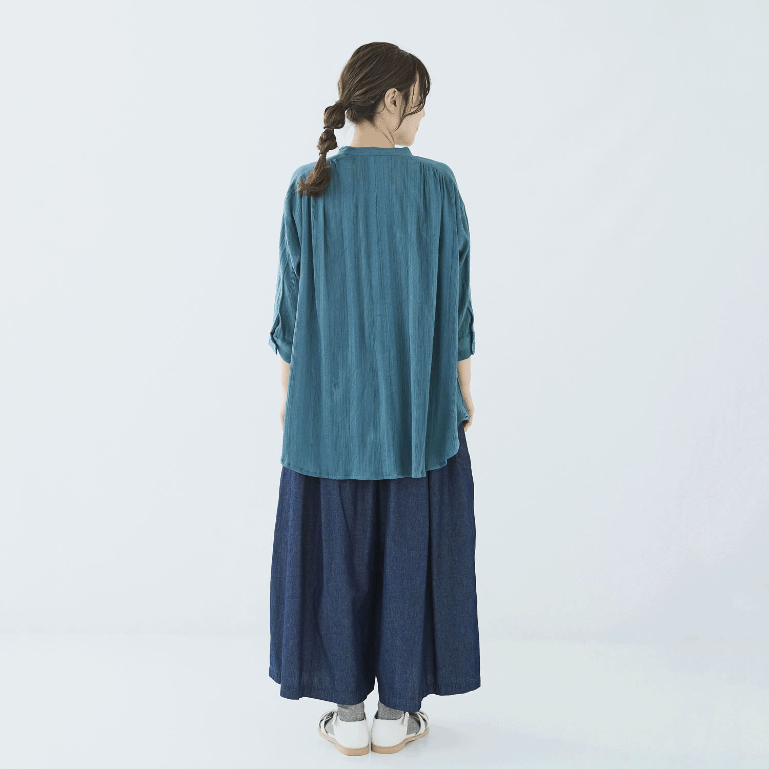 ノンノ ブラウス コットンクレープフラワーモチーフジャガード無地 - 画像11