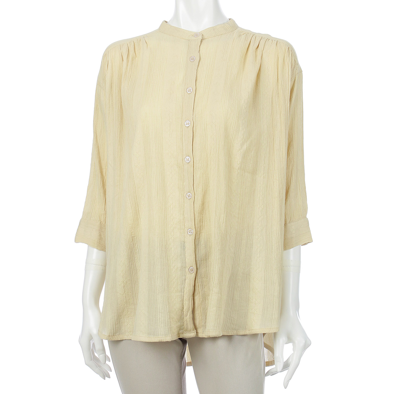 ノンノ ブラウス コットンクレープフラワーモチーフジャガード無地 - 画像6