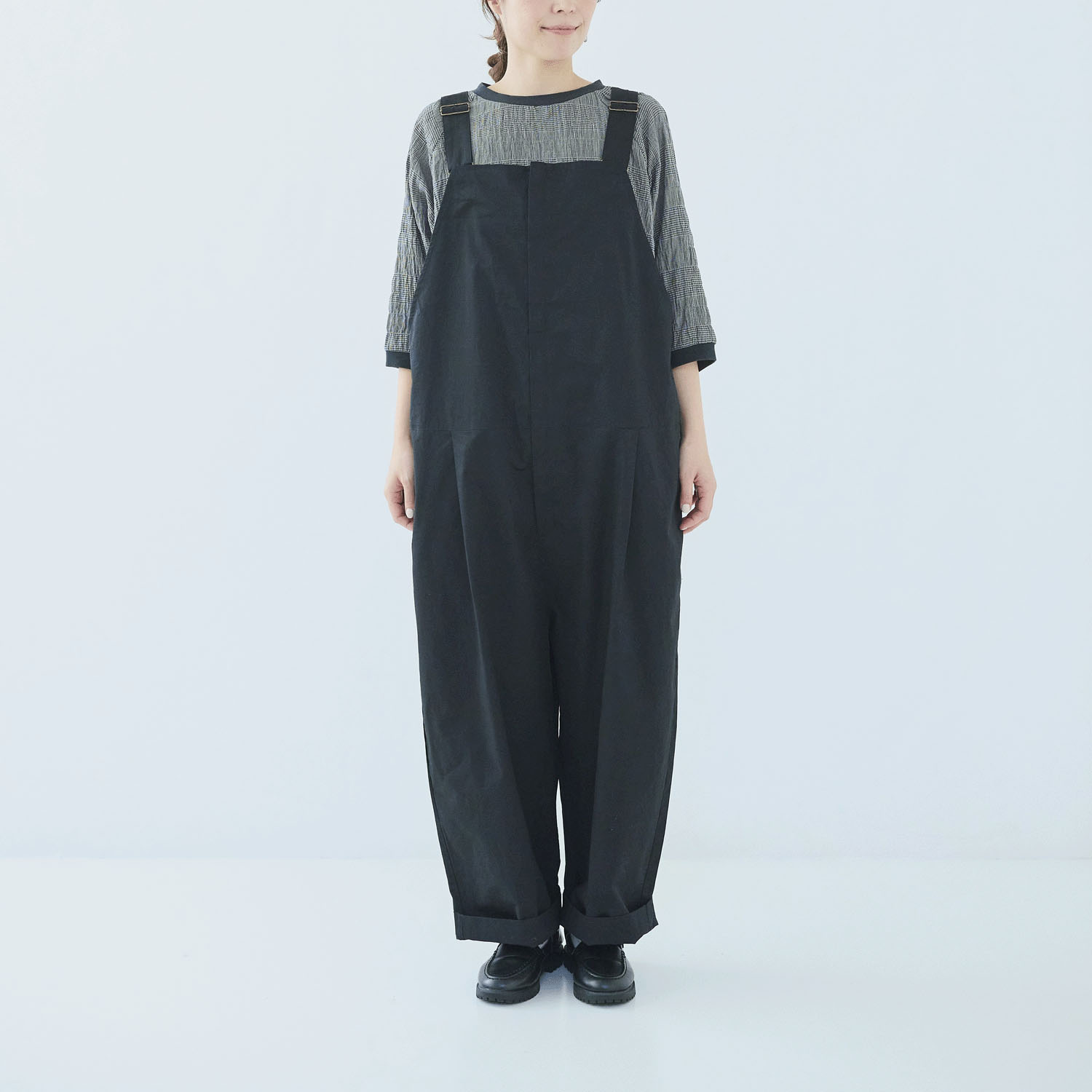 ノンノ ブラウス 綿Pu布帛チェック＋リブ - 画像4