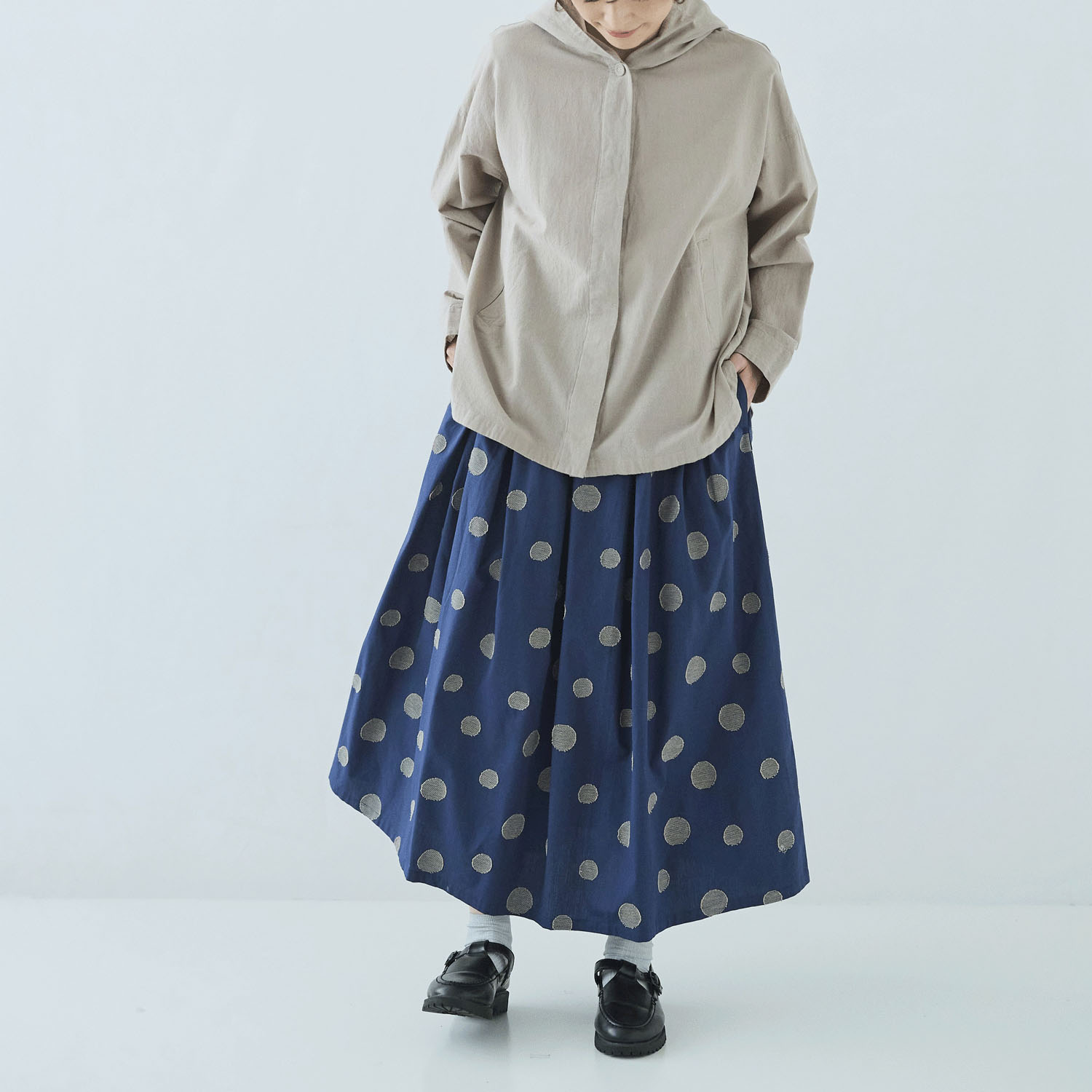 ノンノ フード付きブルゾン 綿麻無地 - 画像6