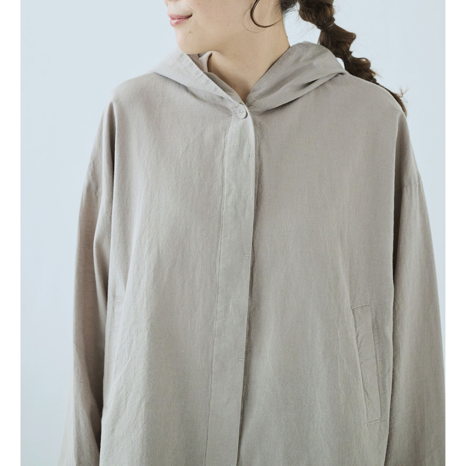ノンノ フード付きブルゾン 綿麻無地 - 画像9