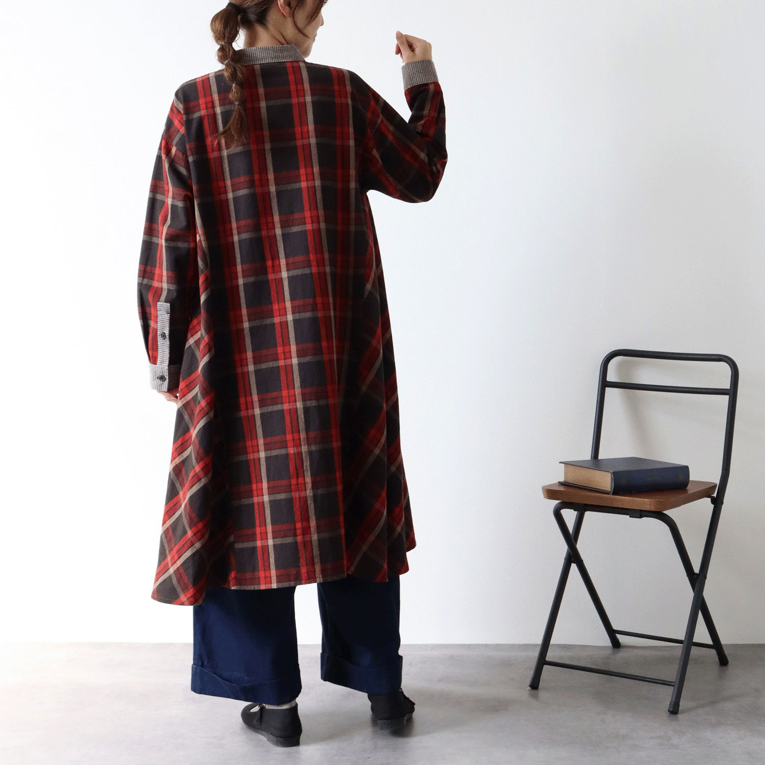 cloudnine ノンノ  綿麻フランネルチェック柄アソートワンピース - 画像5