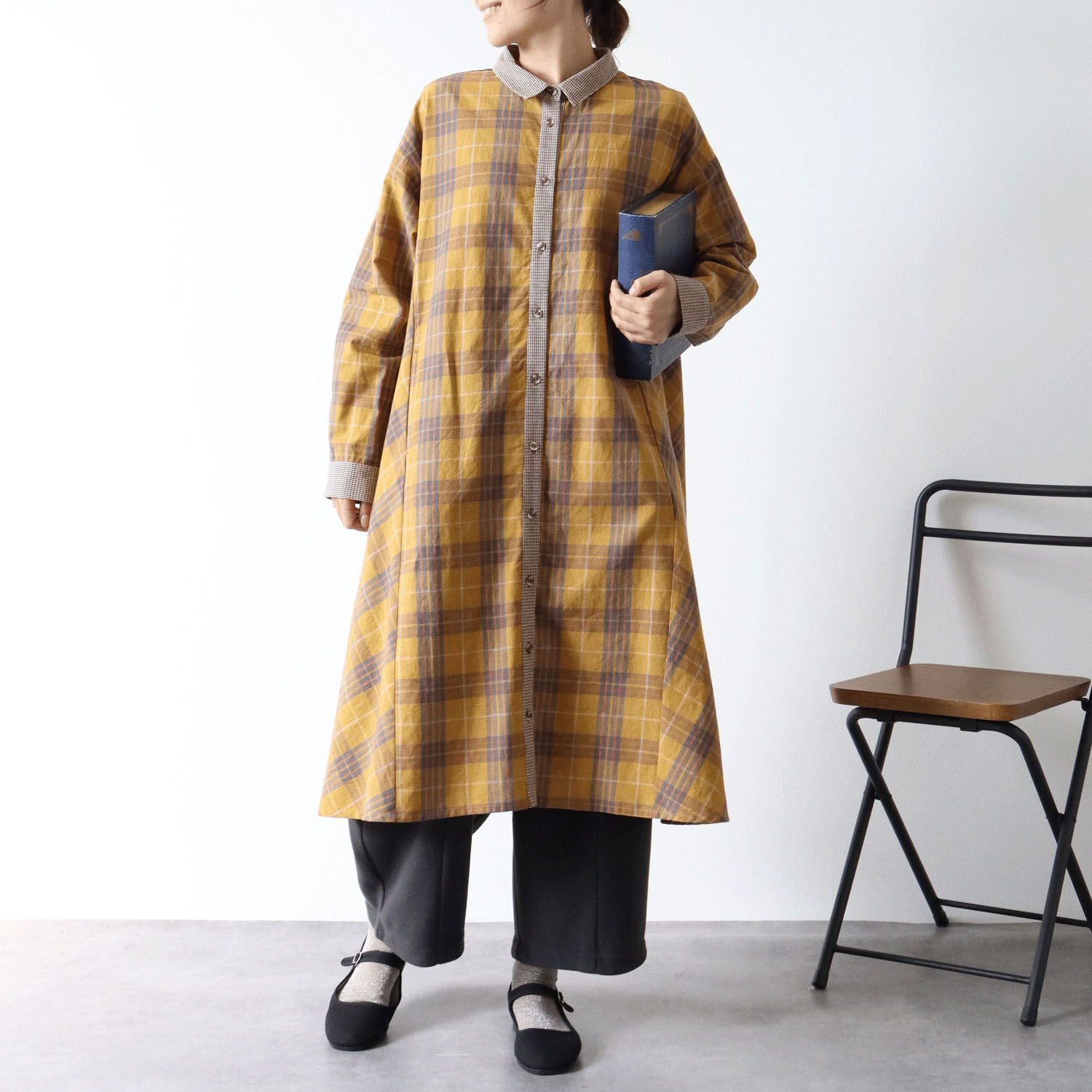 cloudnine ノンノ  綿麻フランネルチェック柄アソートワンピース - 画像6