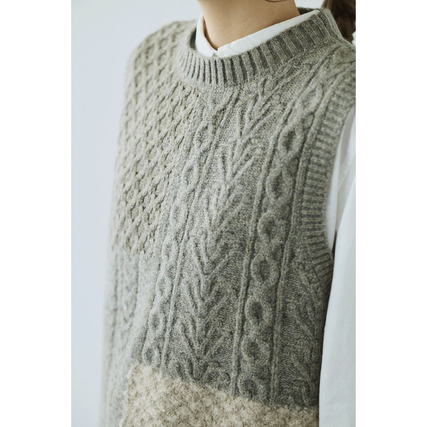 cloudnine ノンノ 4種柄異素材パッチワークニットベスト - 画像11